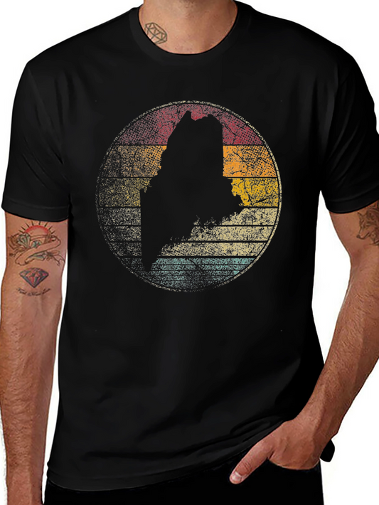 Maine State Silhouette Retro Graphic T-Shirt