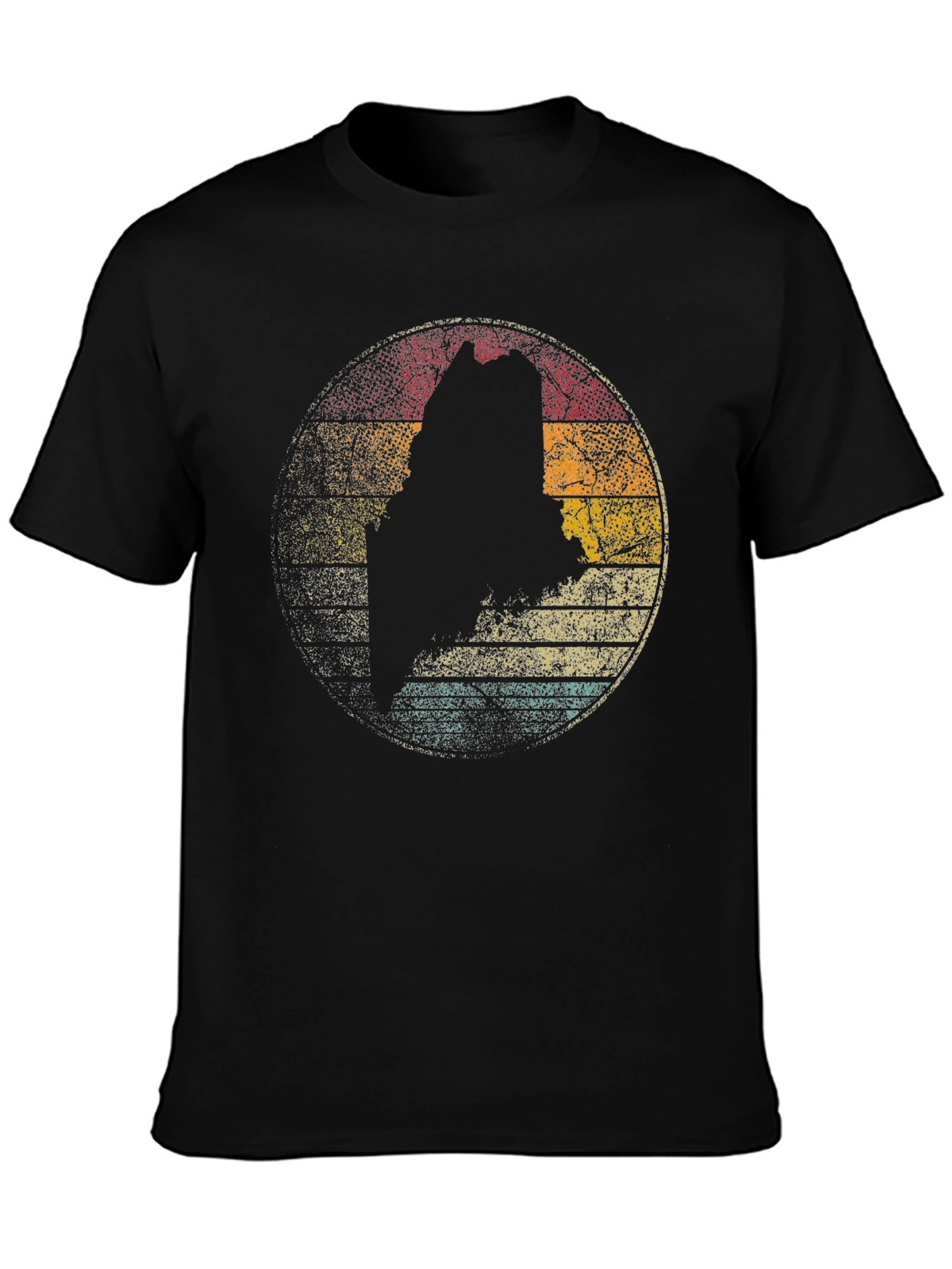 Maine State Silhouette Retro Graphic T-Shirt