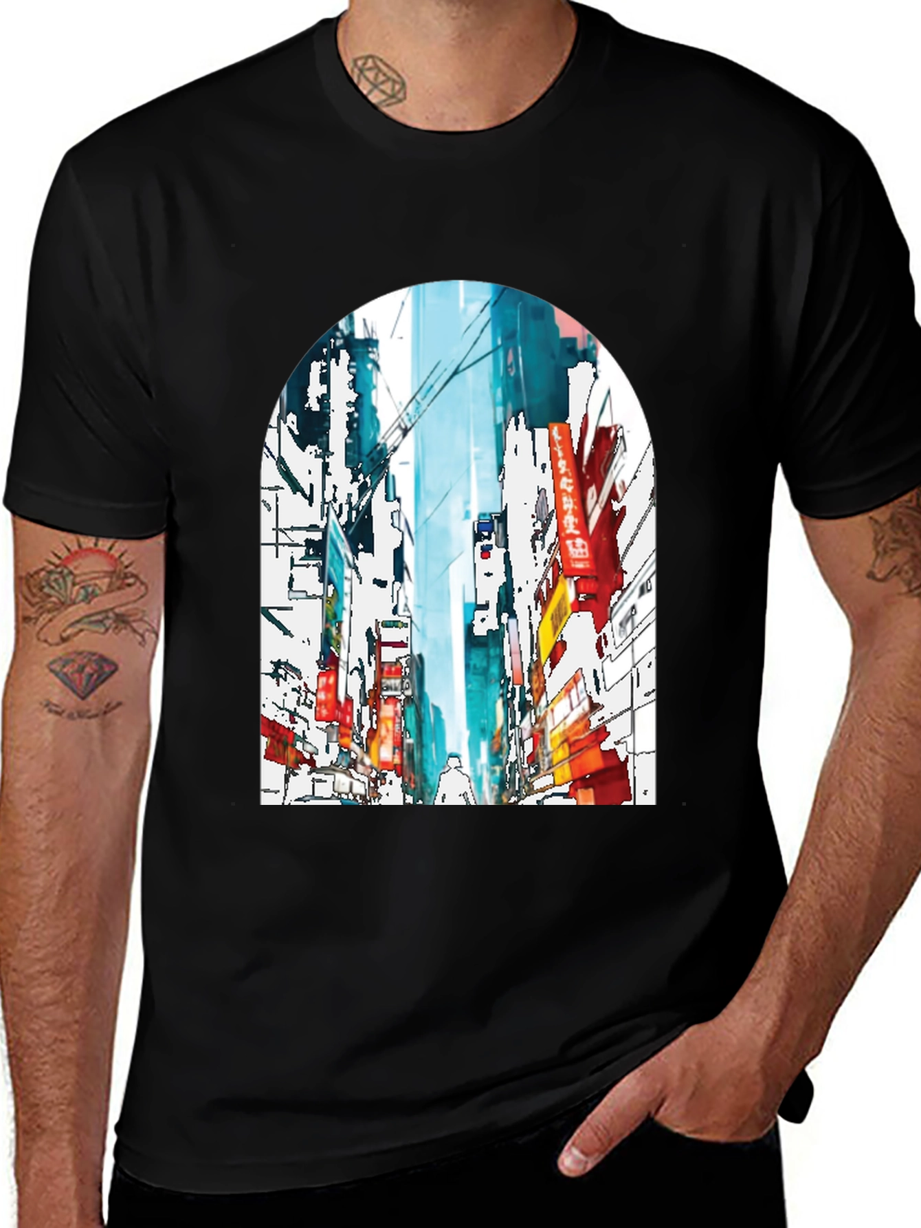 Watercolor Cityscape Graphic T-Shirt