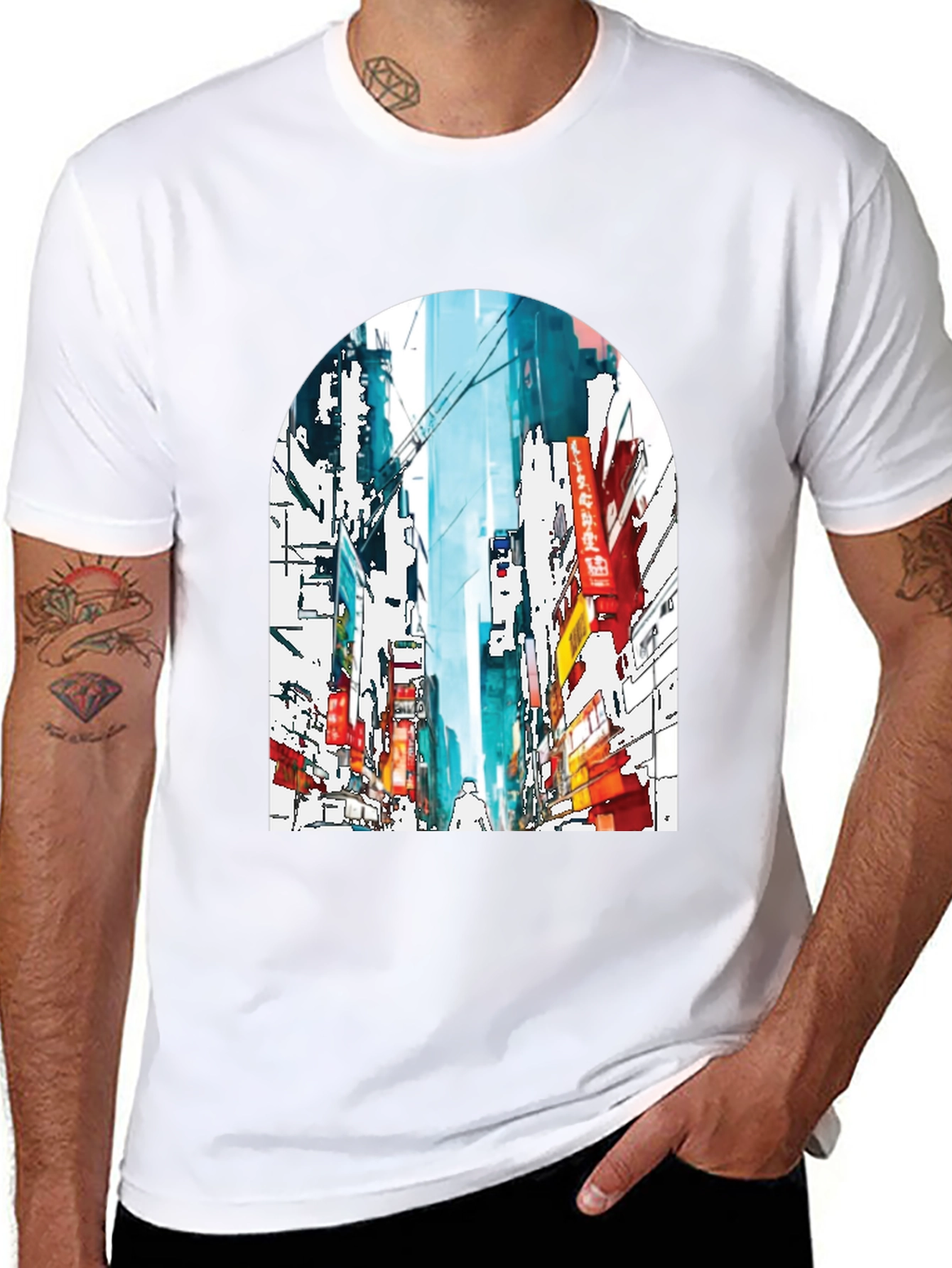 Watercolor Cityscape Graphic T-Shirt