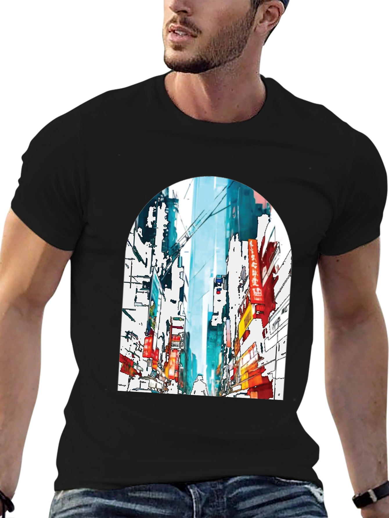 Watercolor Cityscape Graphic T-Shirt