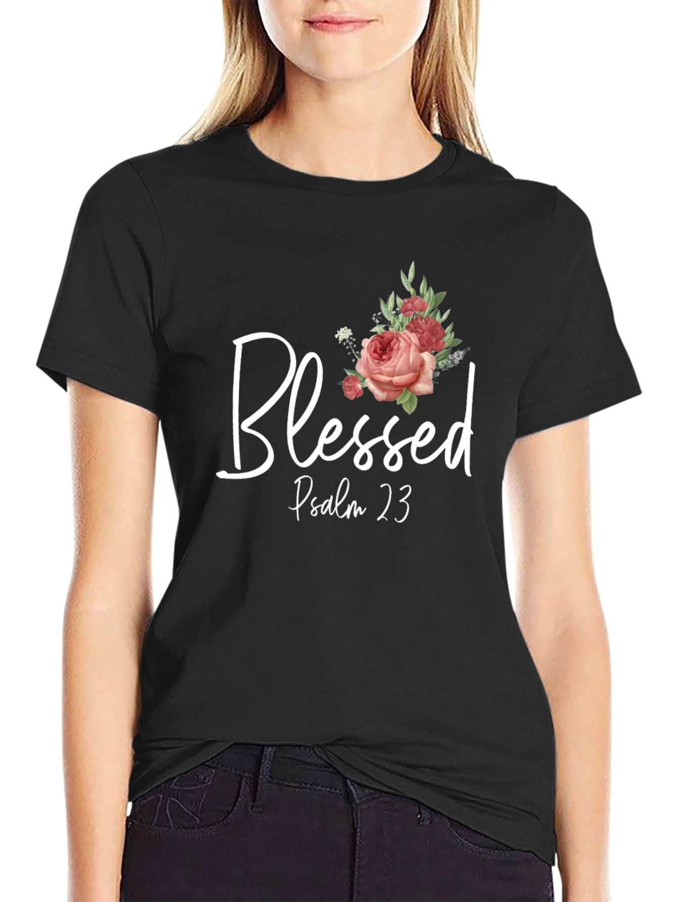 Blessed Psalm 23 Graphic Print T-Shirt