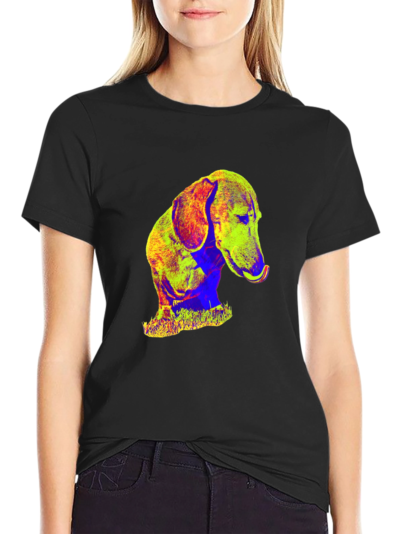 Dachshund Pop Art Graphic Tee - Black