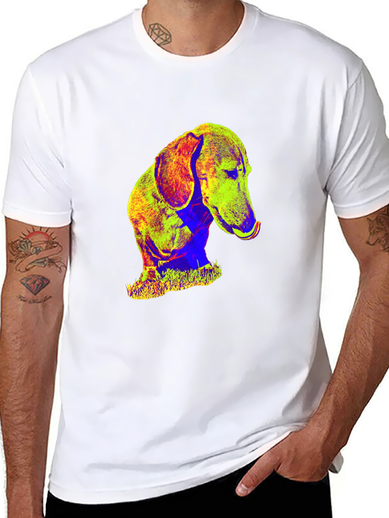 Dachshund Pop Art Graphic Tee - Black