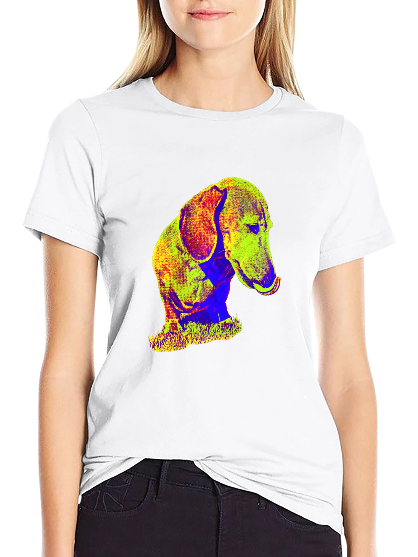 Dachshund Pop Art Graphic Tee - Black