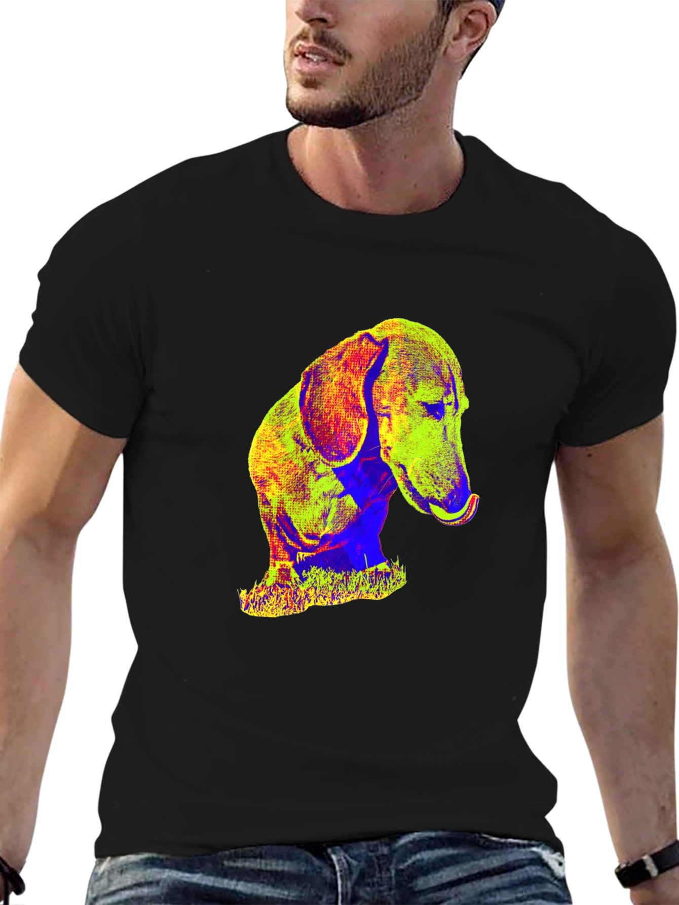Dachshund Pop Art Graphic Tee - Black