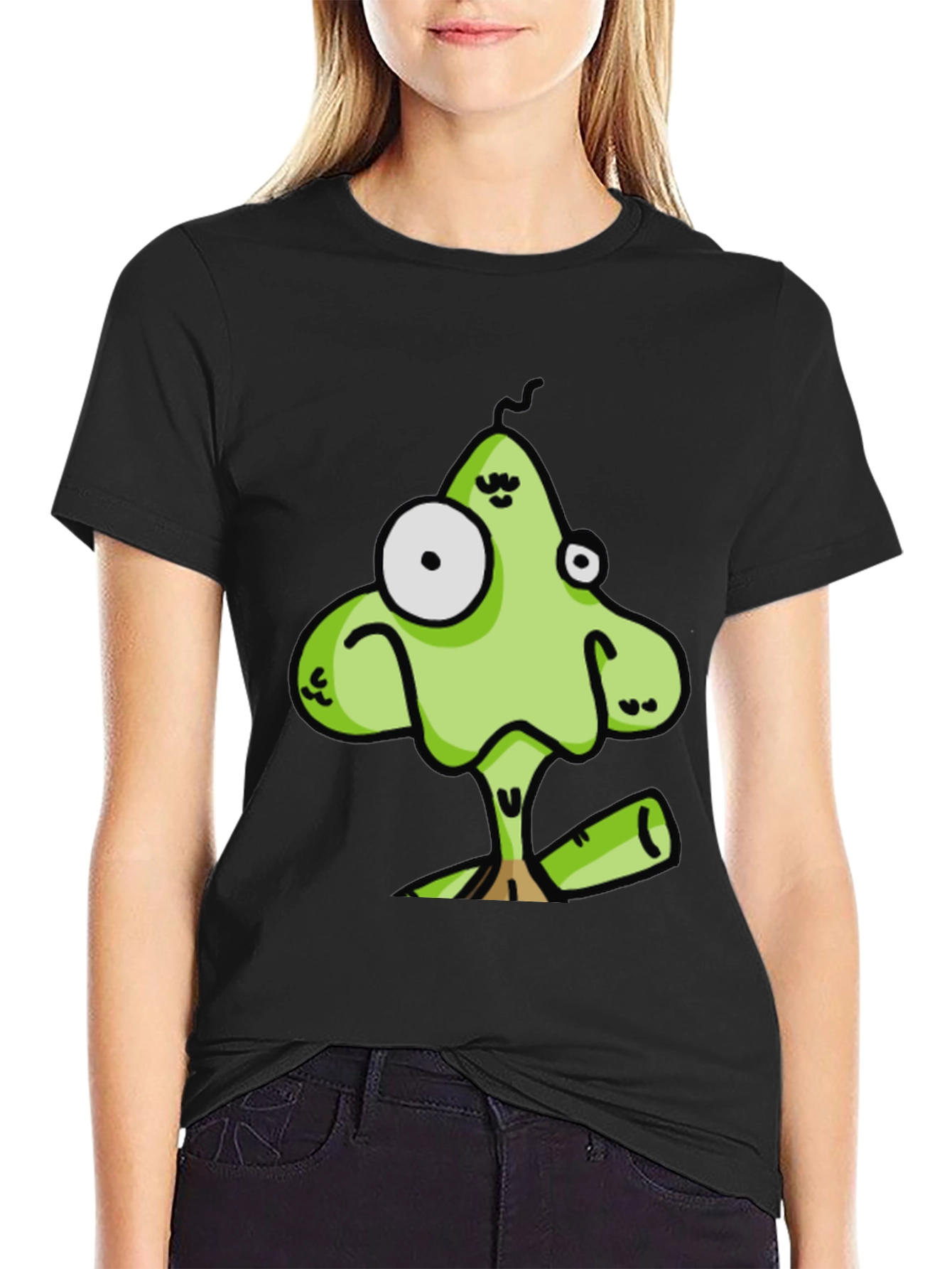 Funny Cartoon Character Black T-Shirt