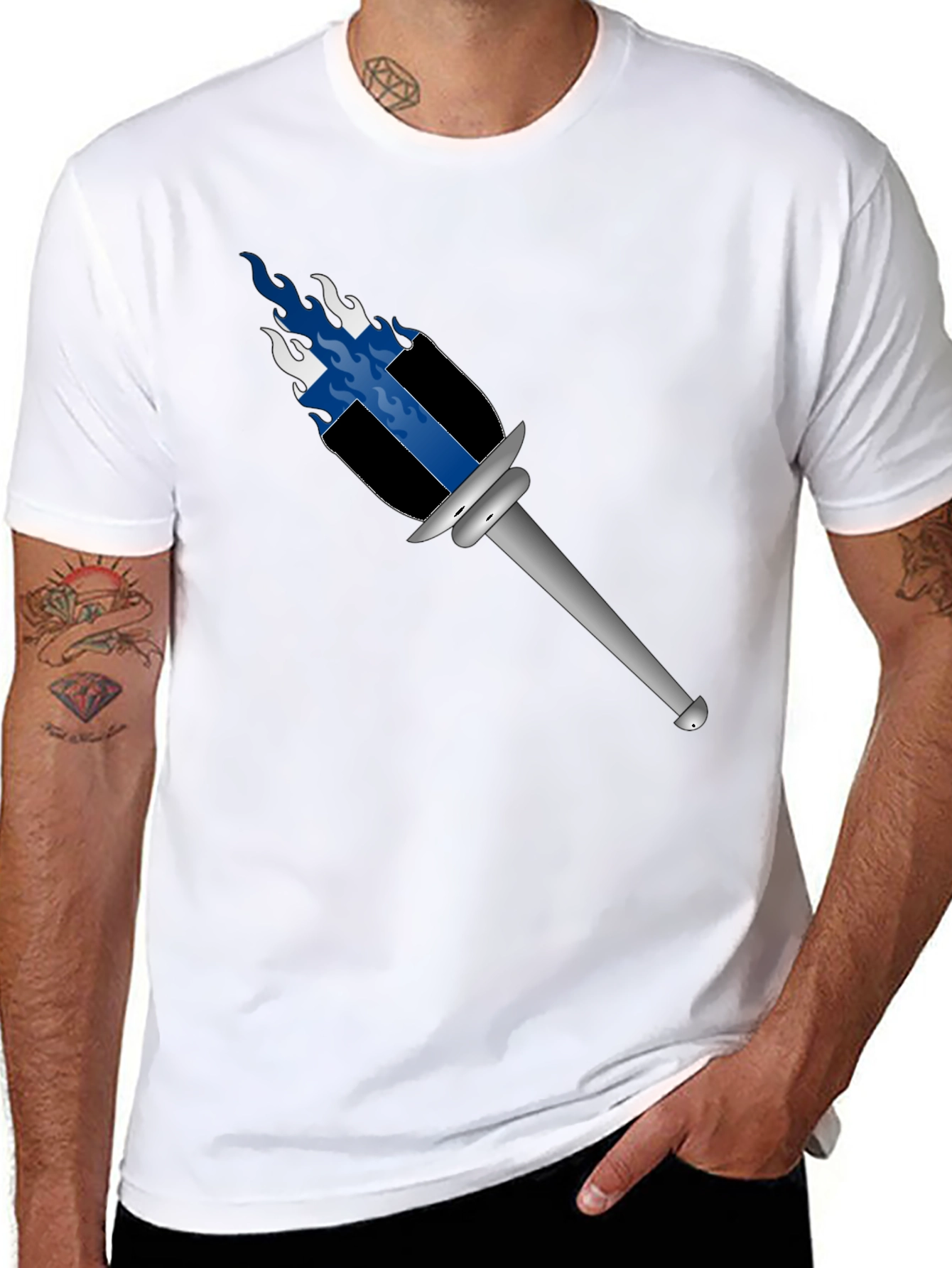 Torch Graphic Tee - Cool Flame Design