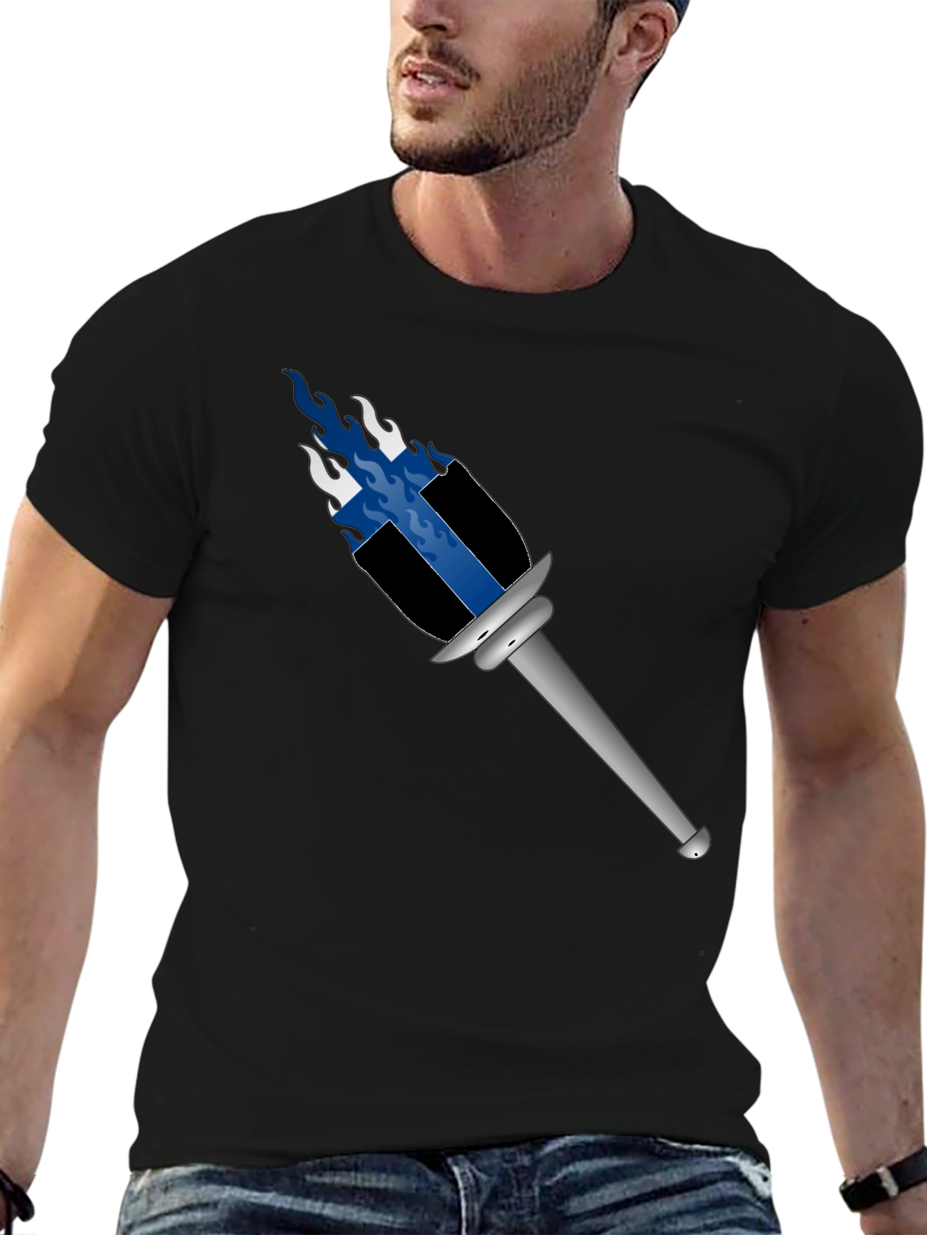 Torch Graphic Tee - Cool Flame Design