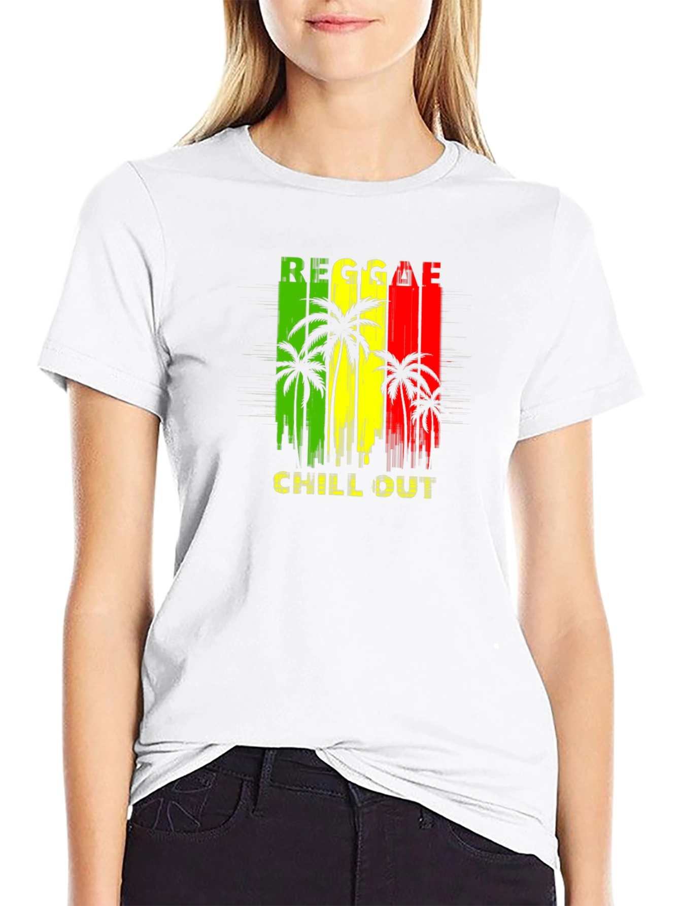 Reggae Chill Out Black T-Shirt with Palm Tree Design