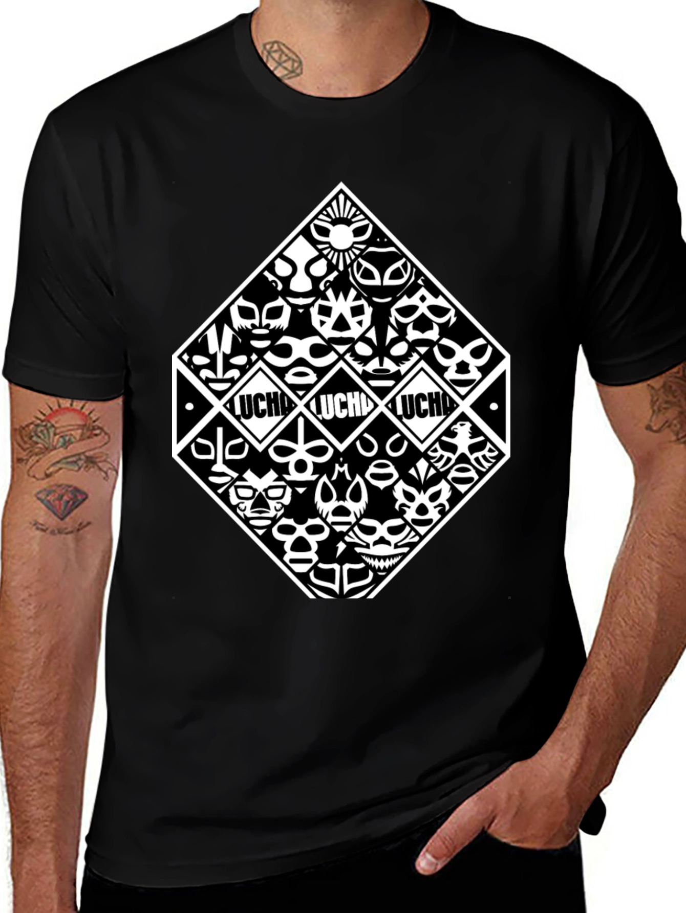 Lucha Libre Masks Black T-Shirt