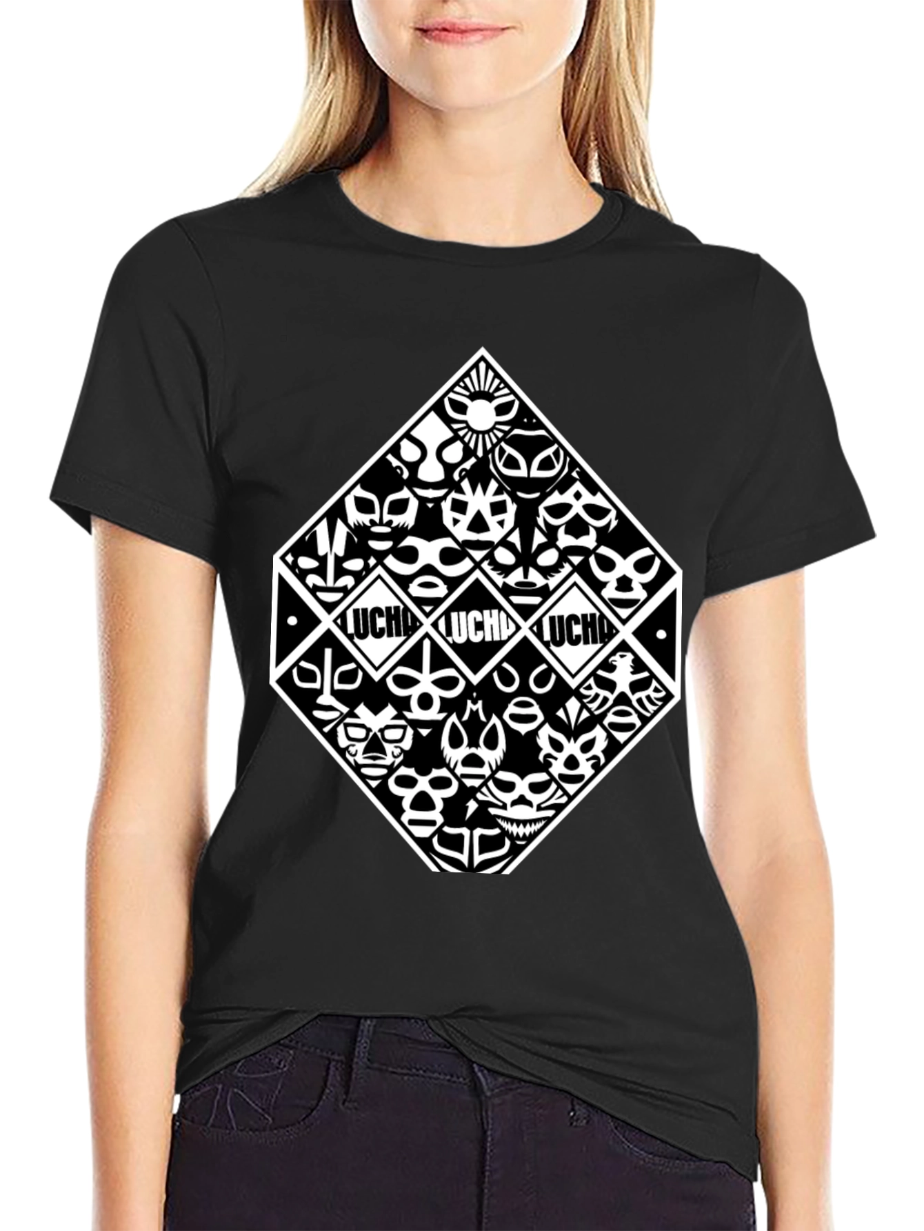 Lucha Libre Masks Black T-Shirt