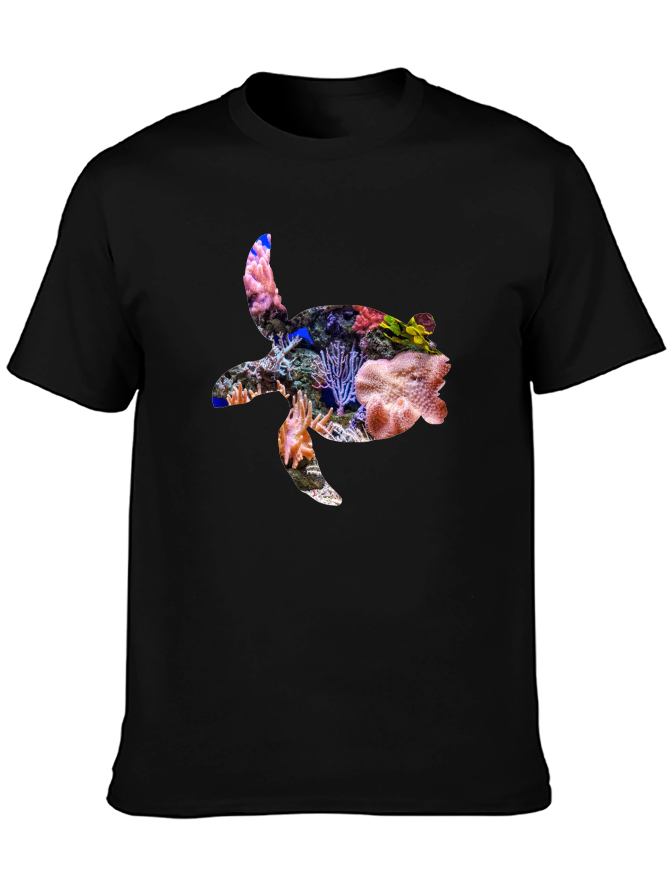 Coral Turtle Graphic Tee - Black
