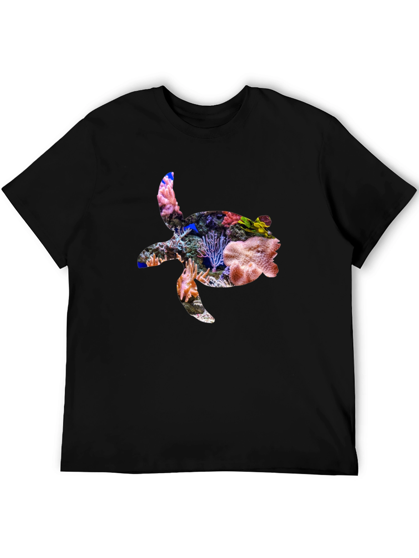 Coral Turtle Graphic Tee - Black