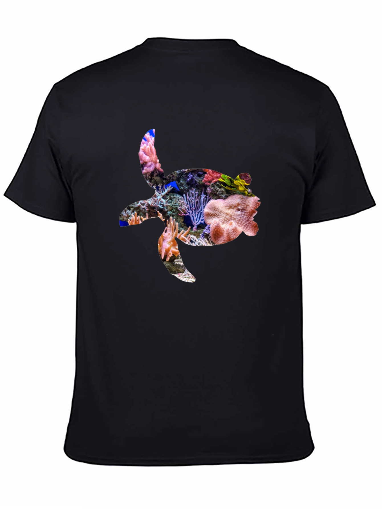 Coral Turtle Graphic Tee - Black