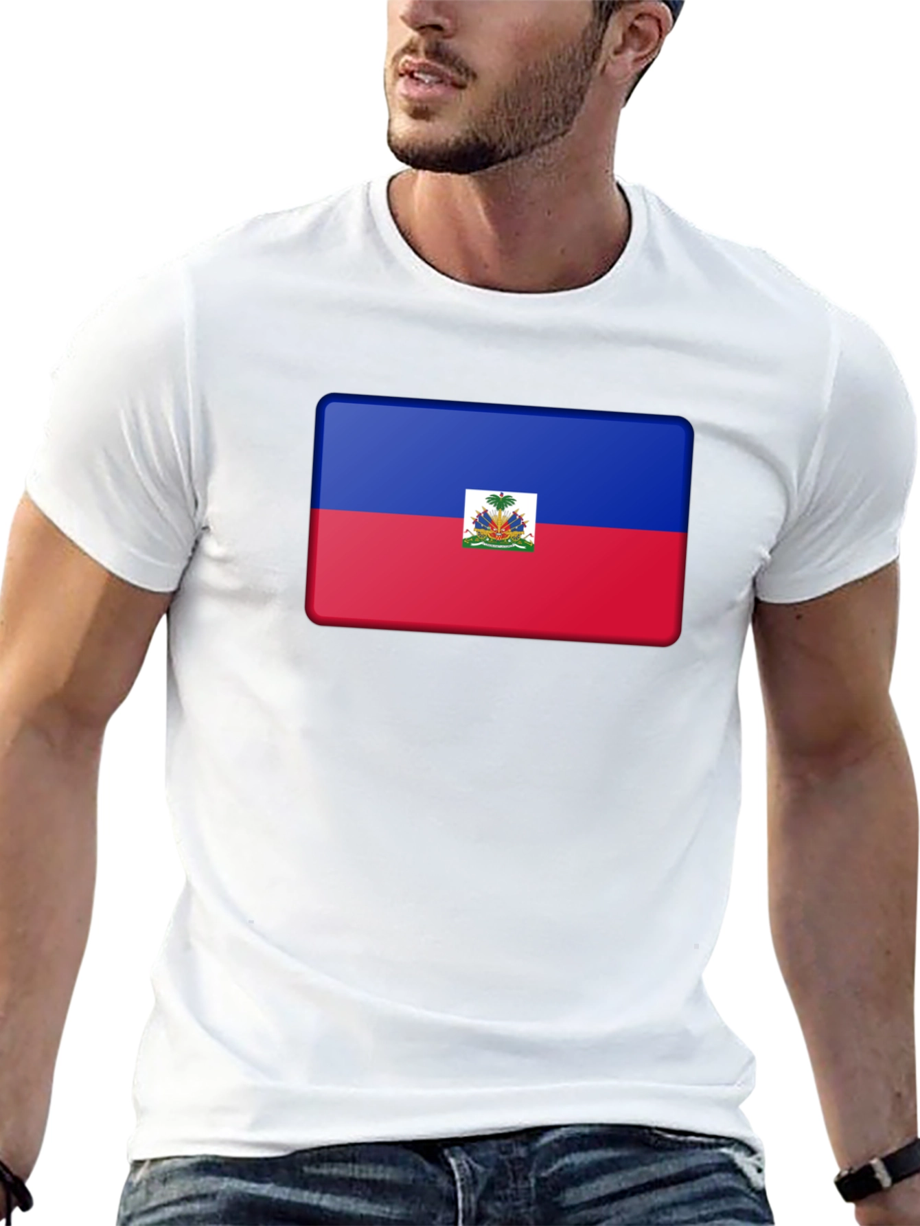Haiti Flag T-Shirt - Black Casual Tee