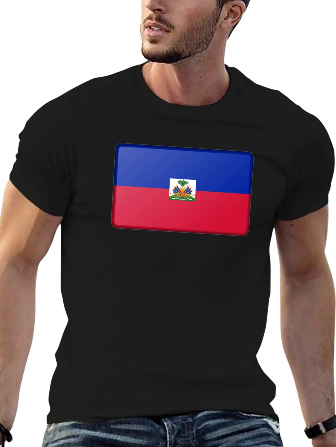 Haiti Flag T-Shirt - Black Casual Tee