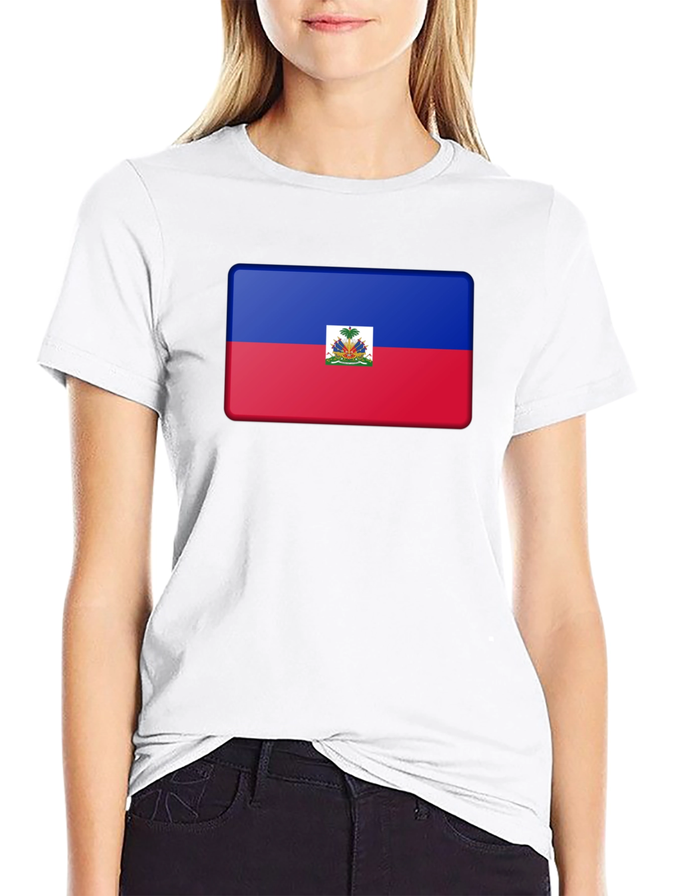 Haiti Flag T-Shirt - Black Casual Tee
