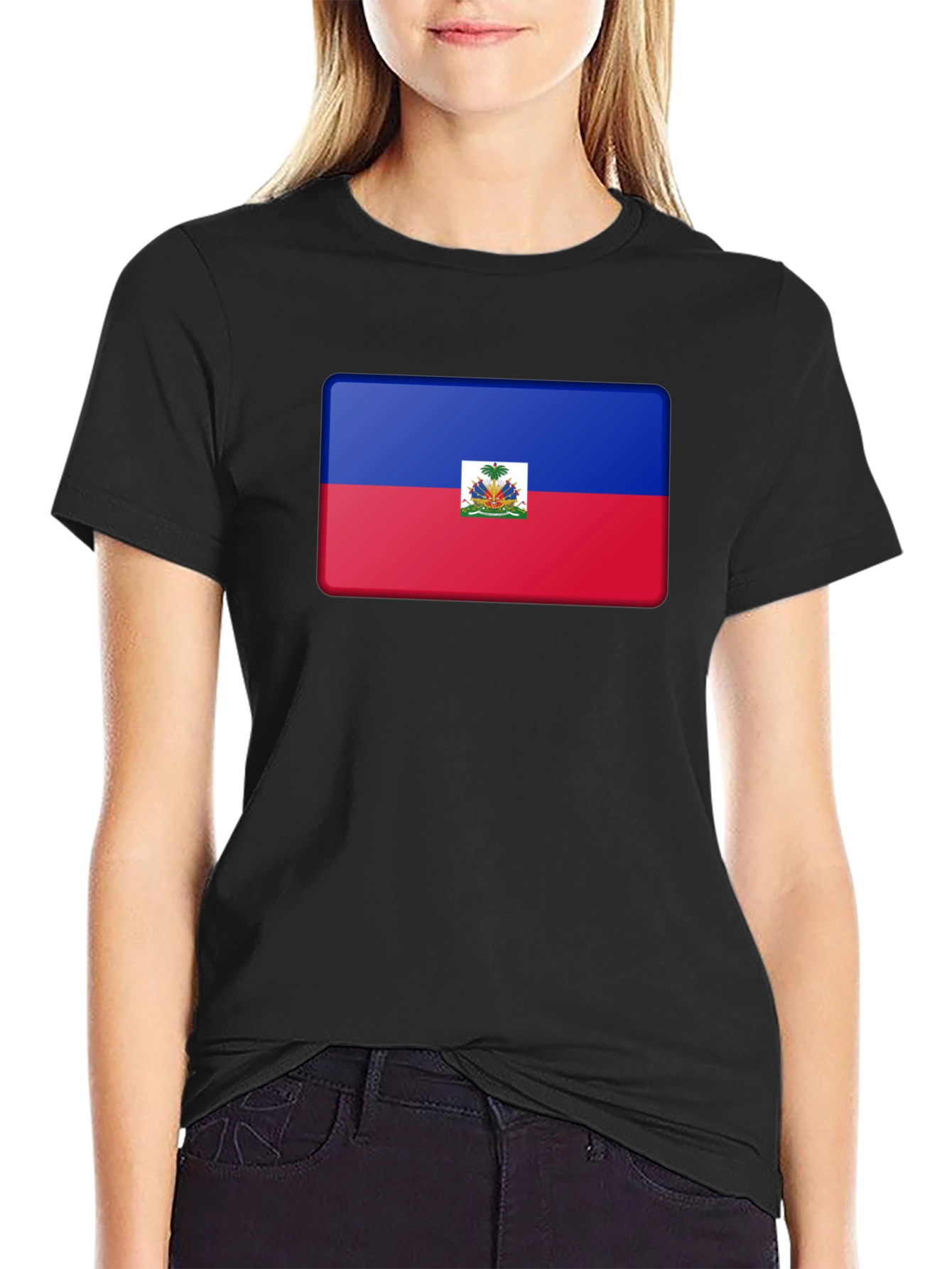 Haiti Flag T-Shirt - Black Casual Tee