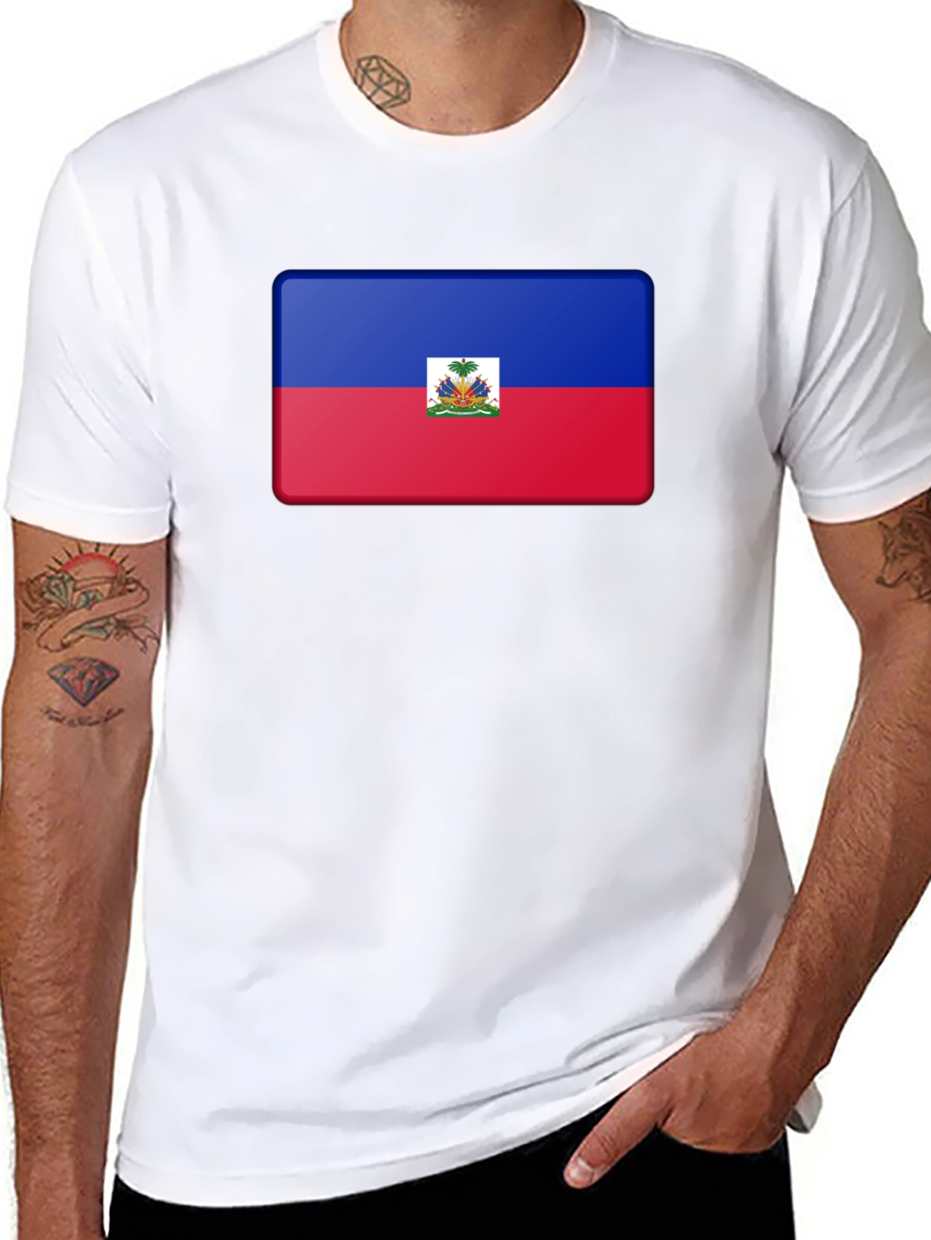 Haiti Flag T-Shirt - Black Casual Tee