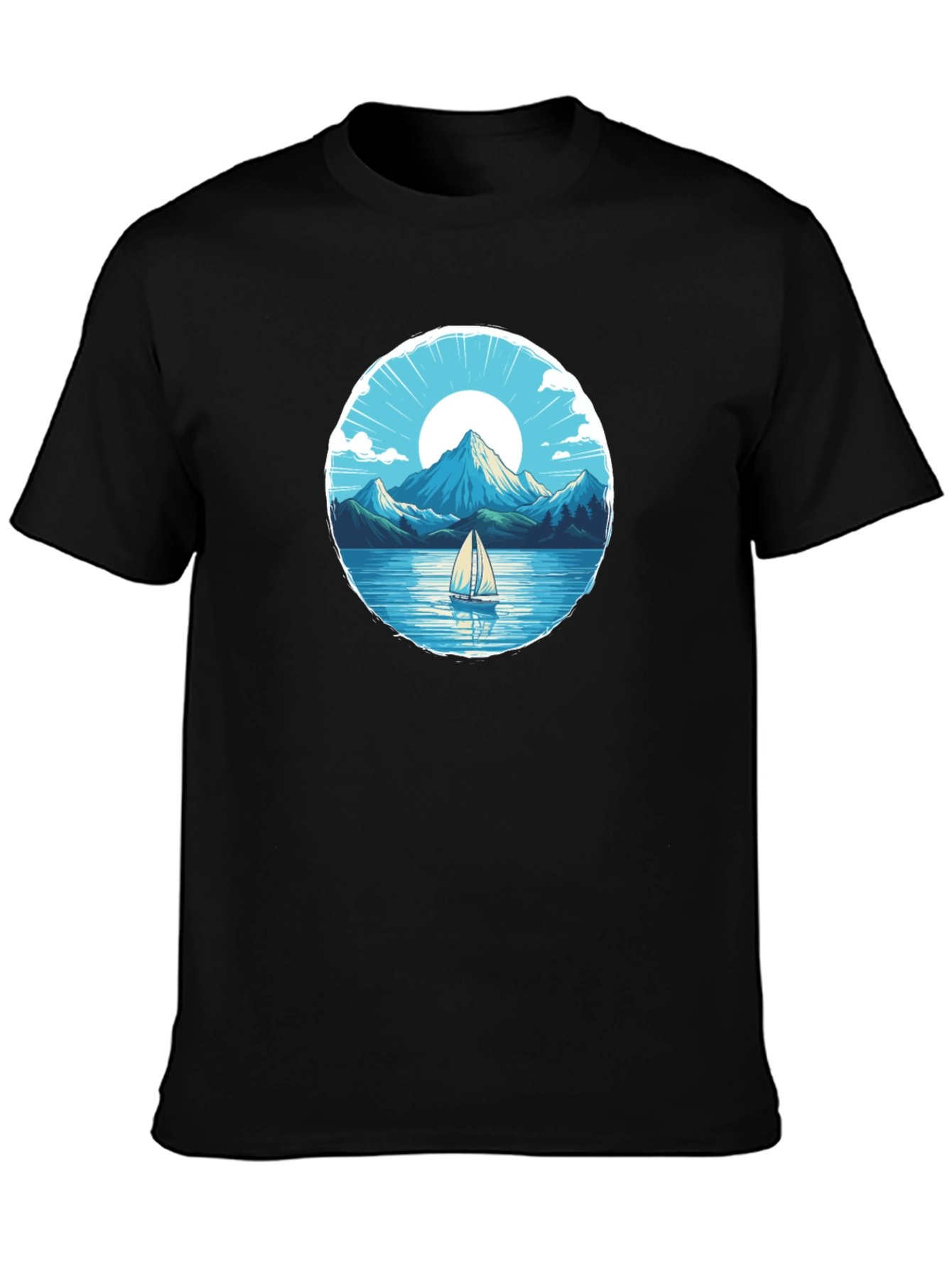 Mountain Lake Sailboat Graphic Tee