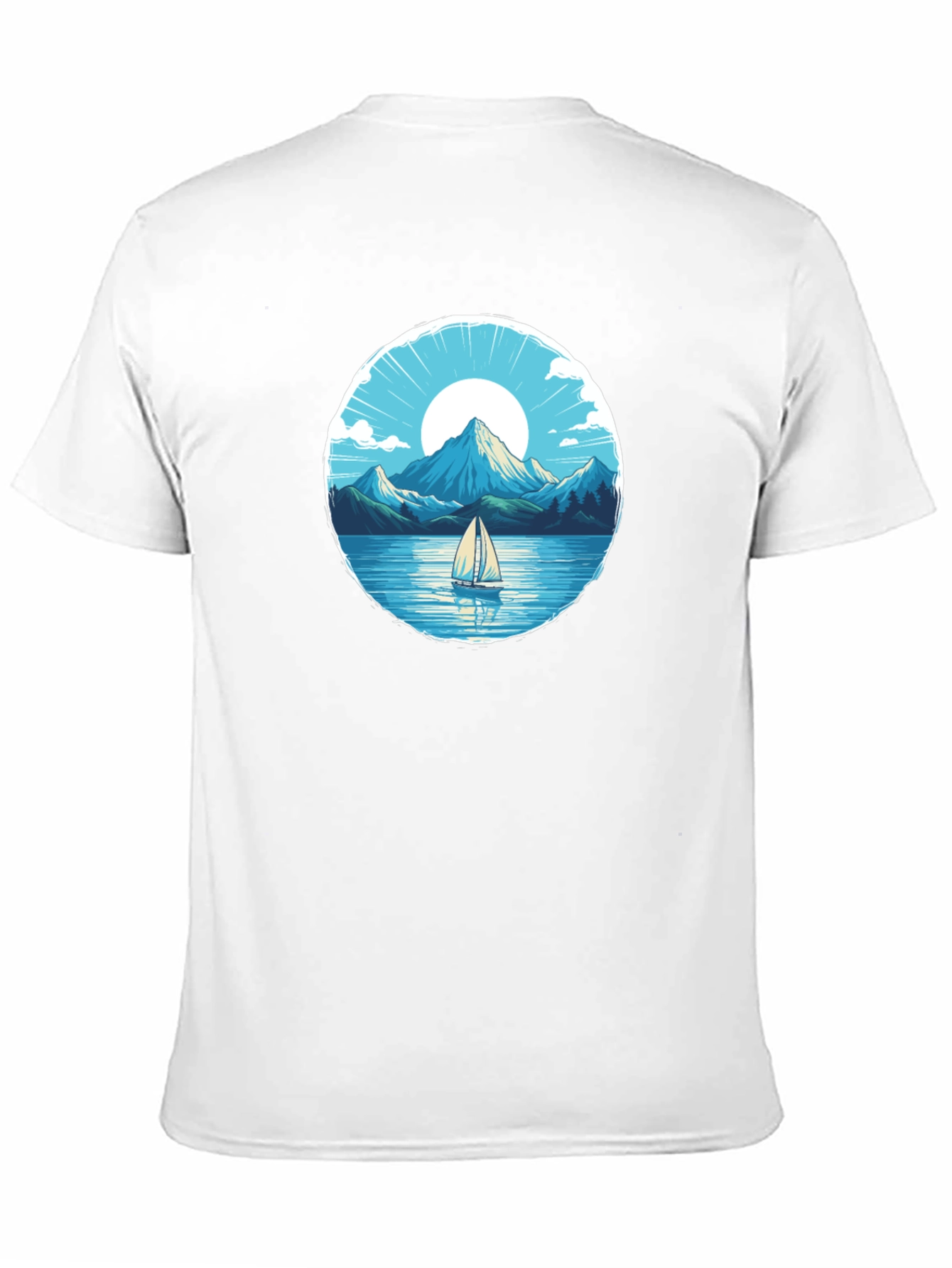Mountain Lake Sailboat Graphic Tee