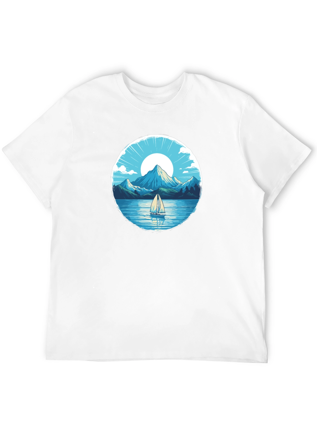 Mountain Lake Sailboat Graphic Tee