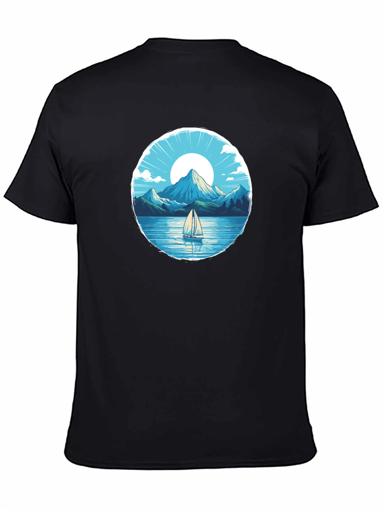 Mountain Lake Sailboat Graphic Tee