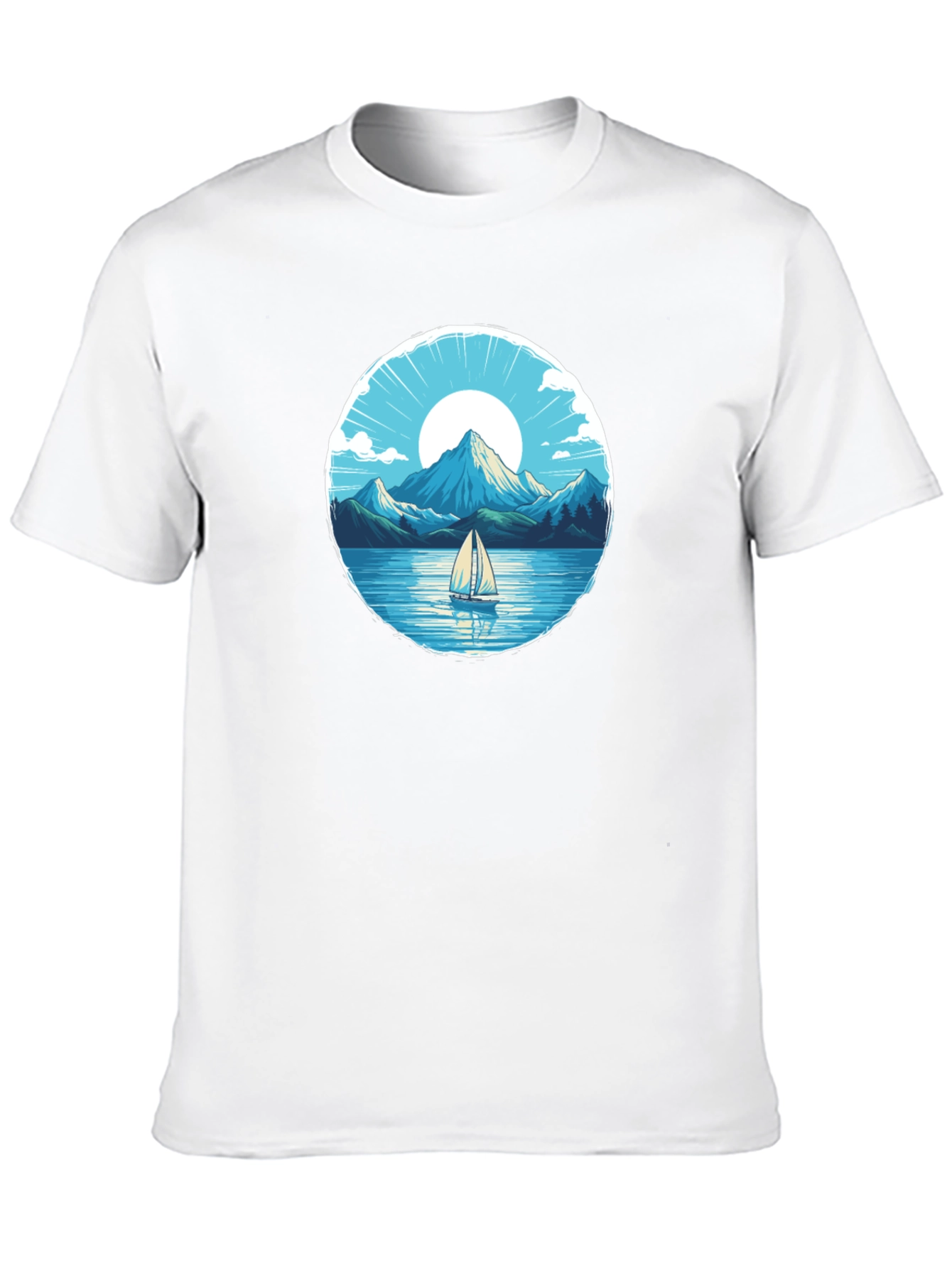 Mountain Lake Sailboat Graphic Tee