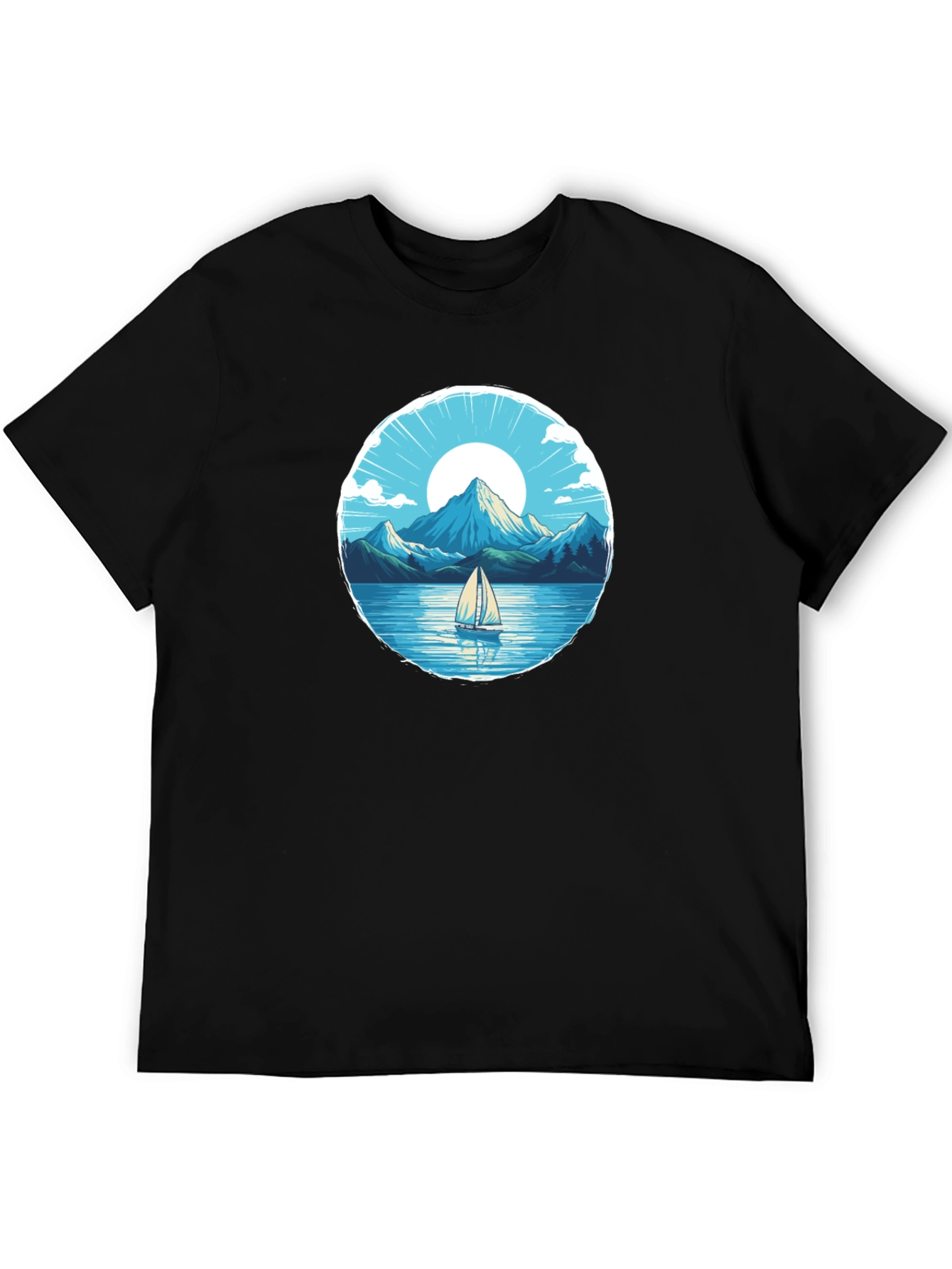 Mountain Lake Sailboat Graphic Tee