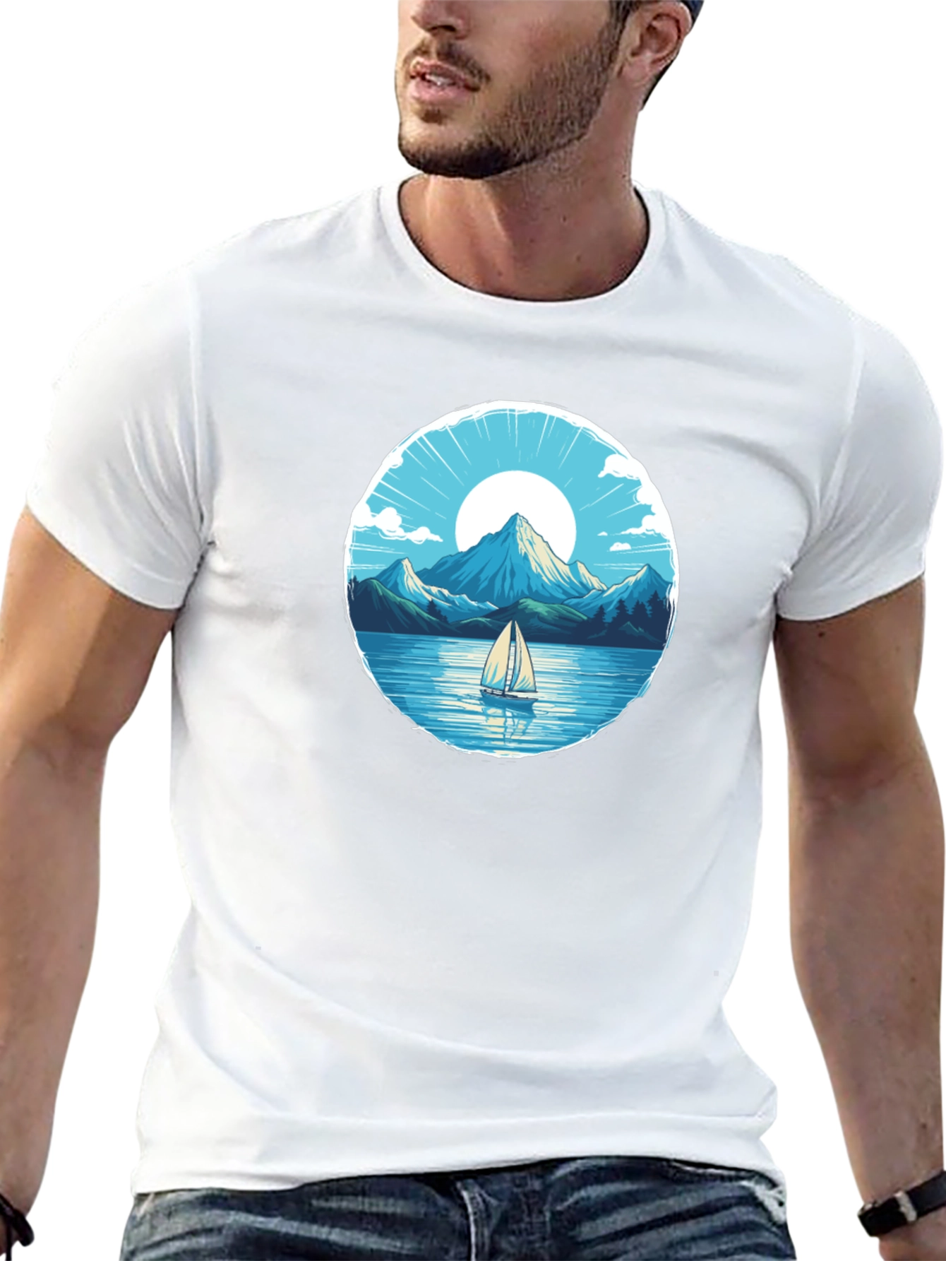 Mountain Lake Sailboat Graphic Tee