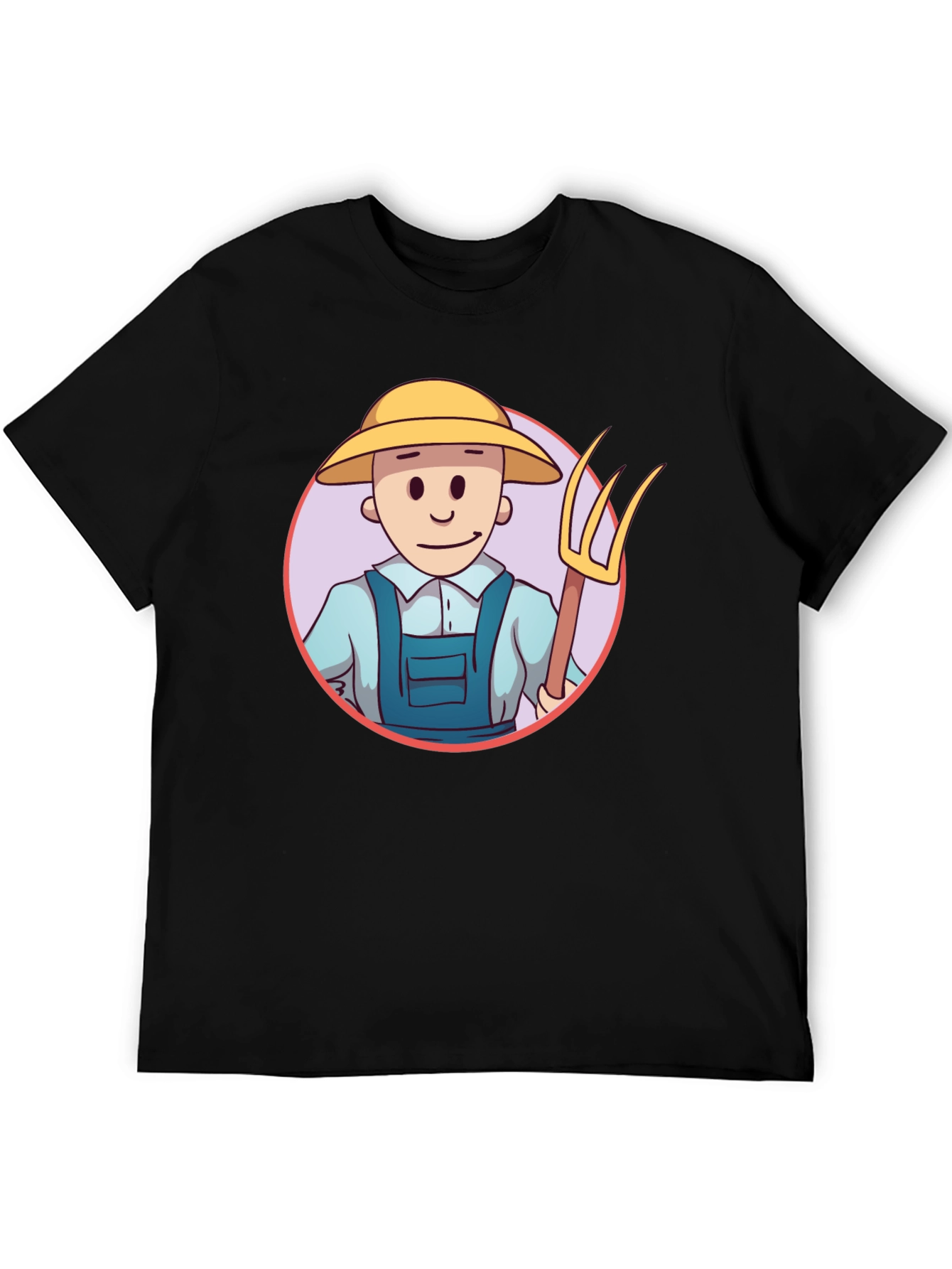 Cartoon Farmer Graphic Tee - Black