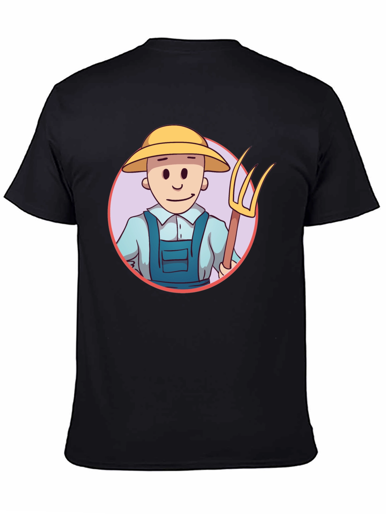 Cartoon Farmer Graphic Tee - Black
