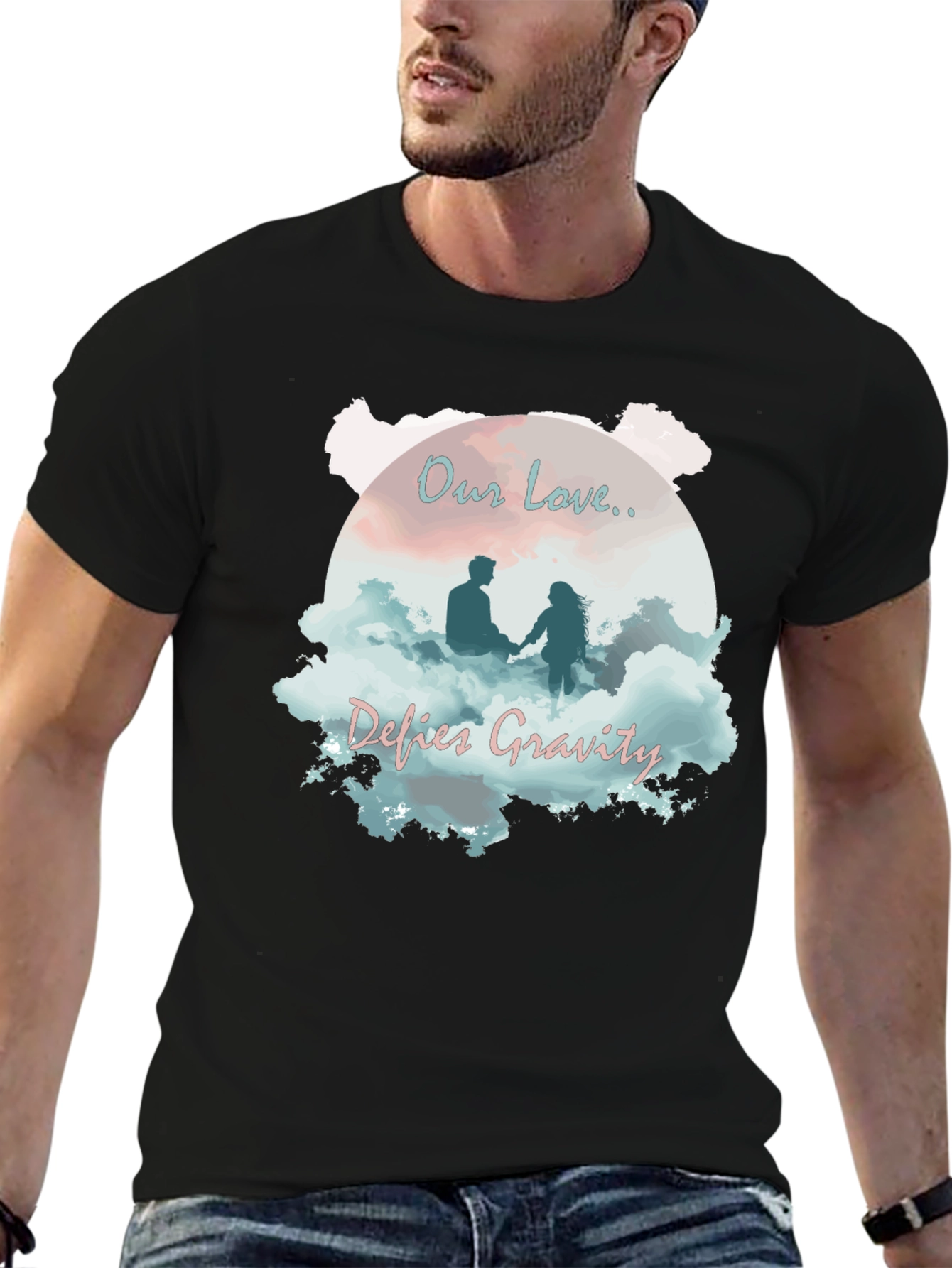 Our Love Defies Gravity Black T-Shirt
