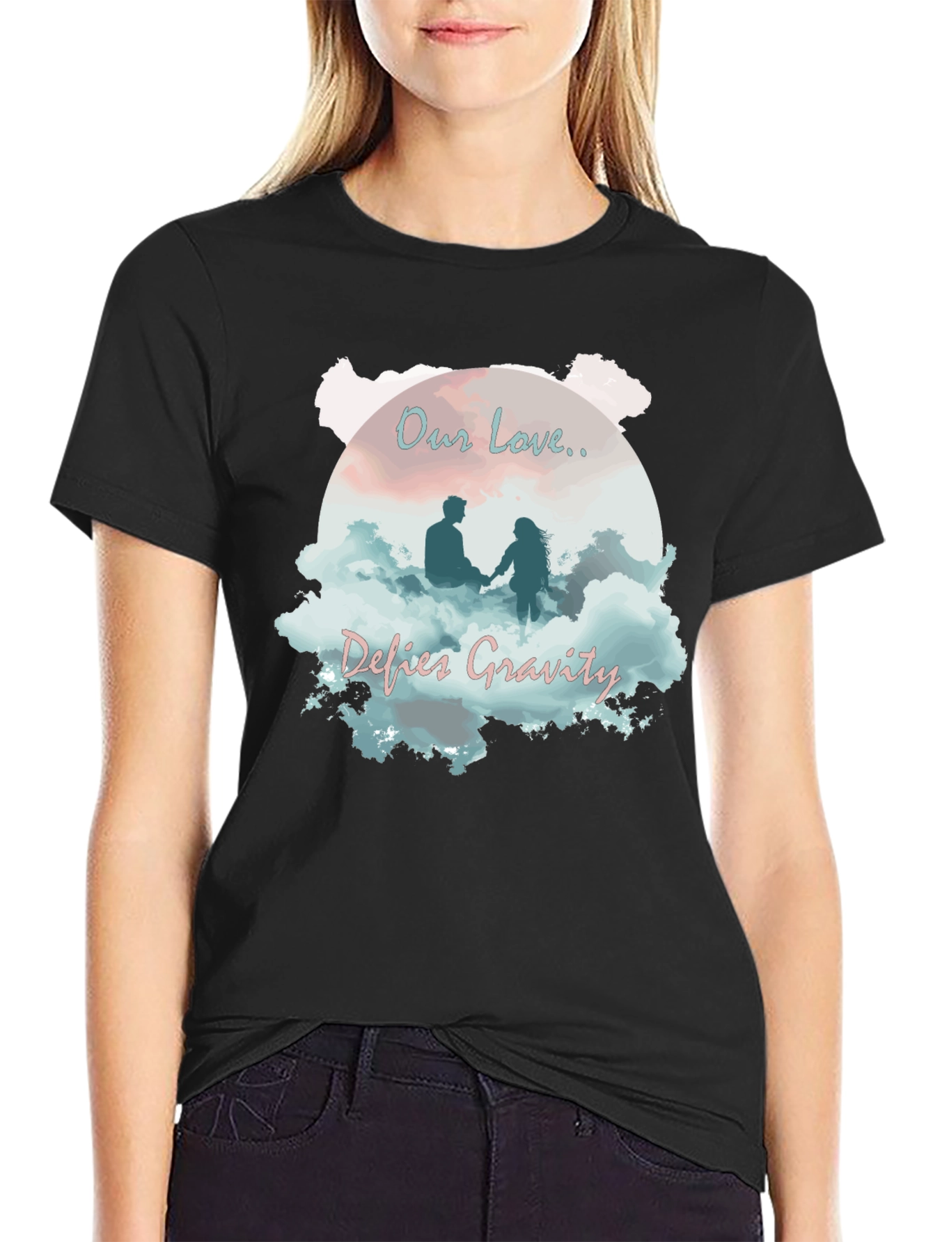 Our Love Defies Gravity Black T-Shirt