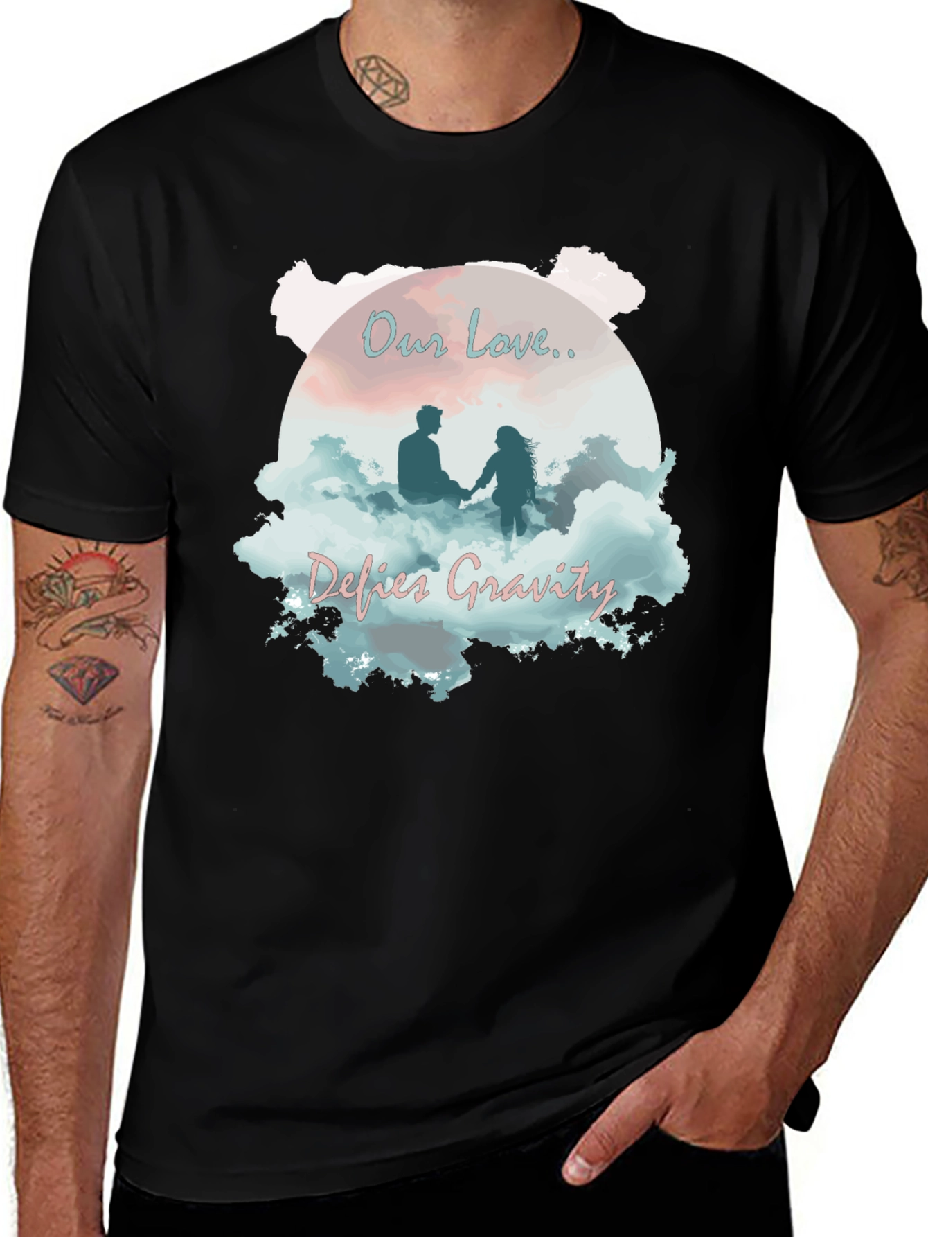 Our Love Defies Gravity Black T-Shirt