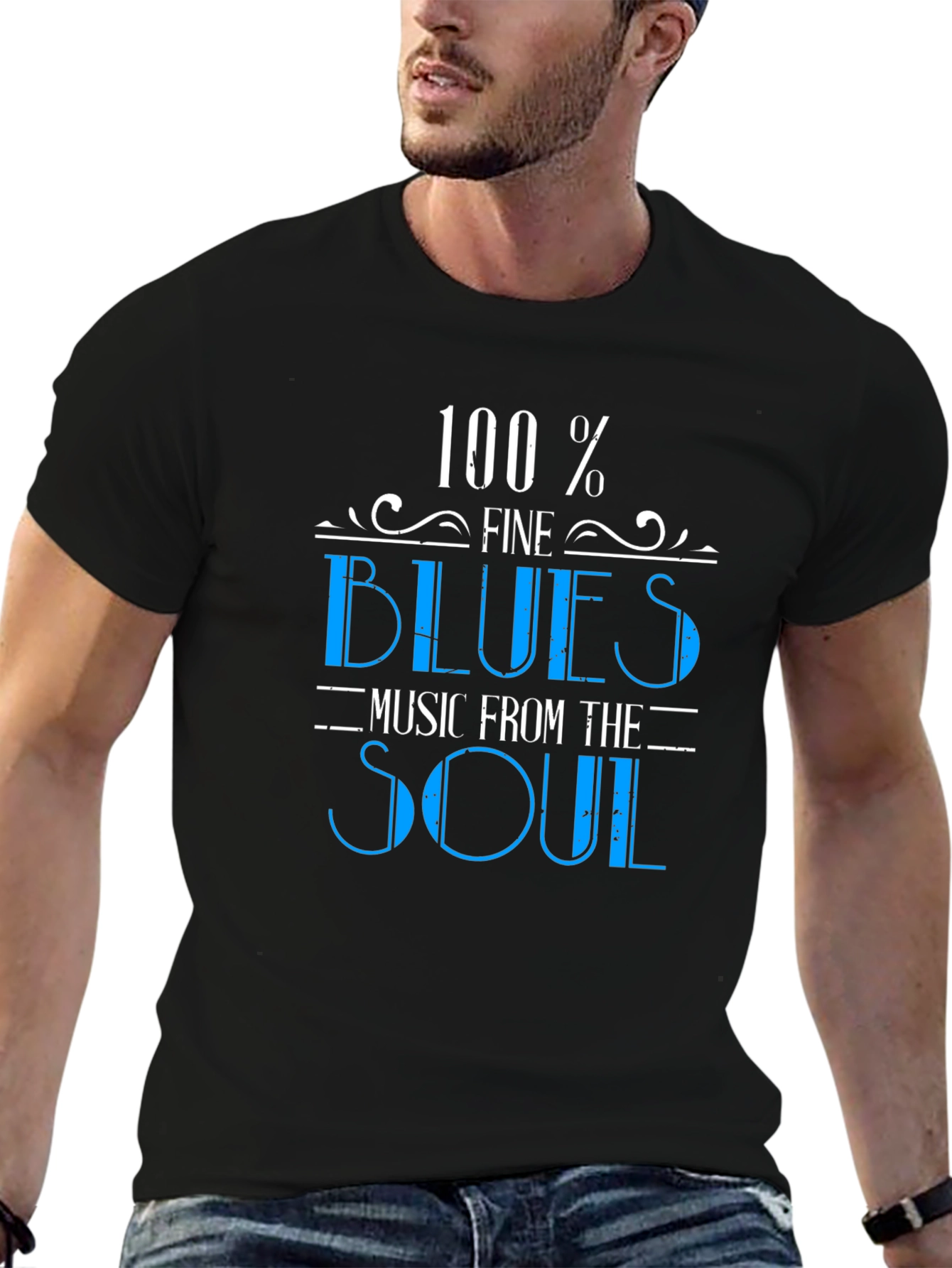 100% Fine Blues Music From the Soul Black Tee
