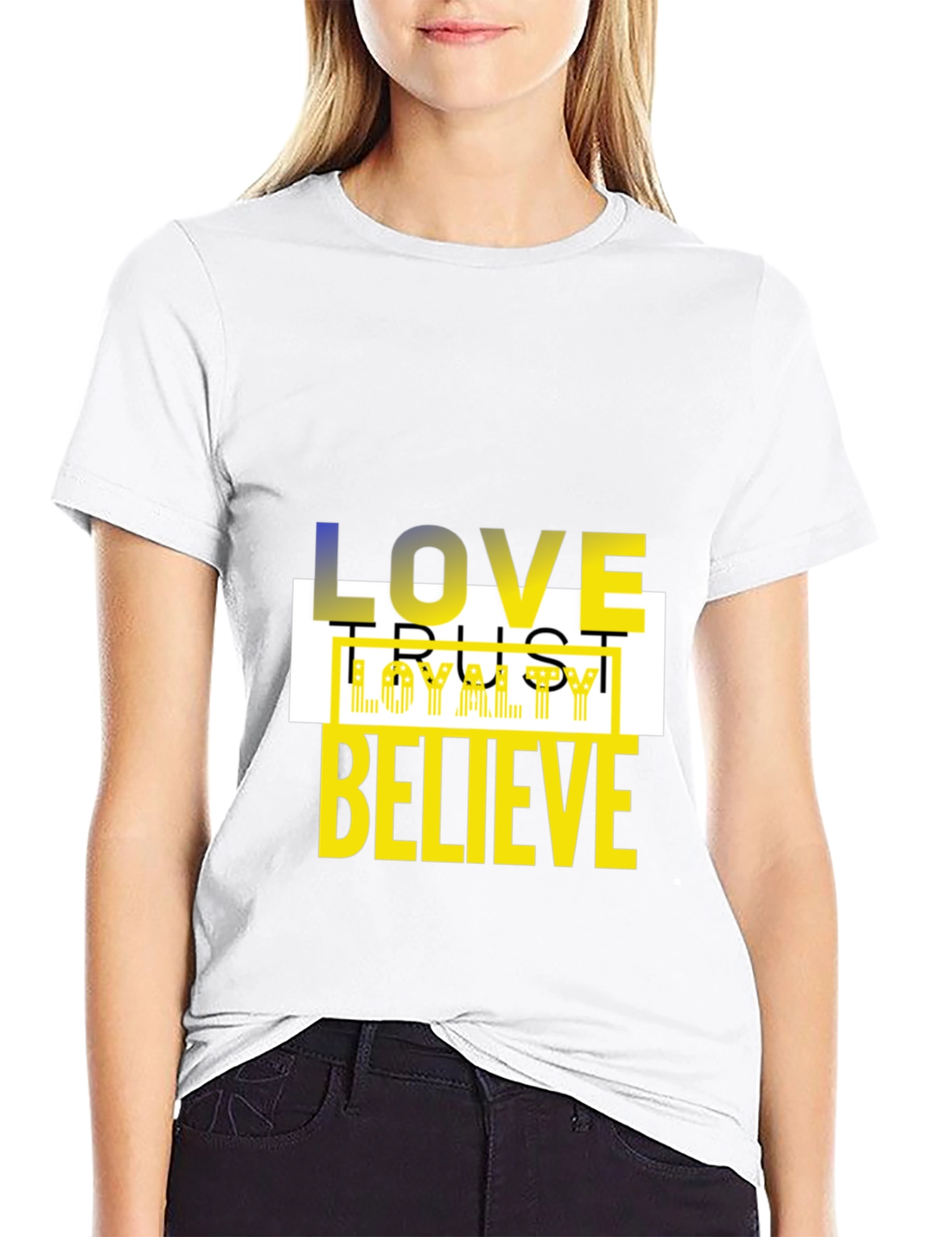 Love Trust Loyalty Believe Black Graphic Tee