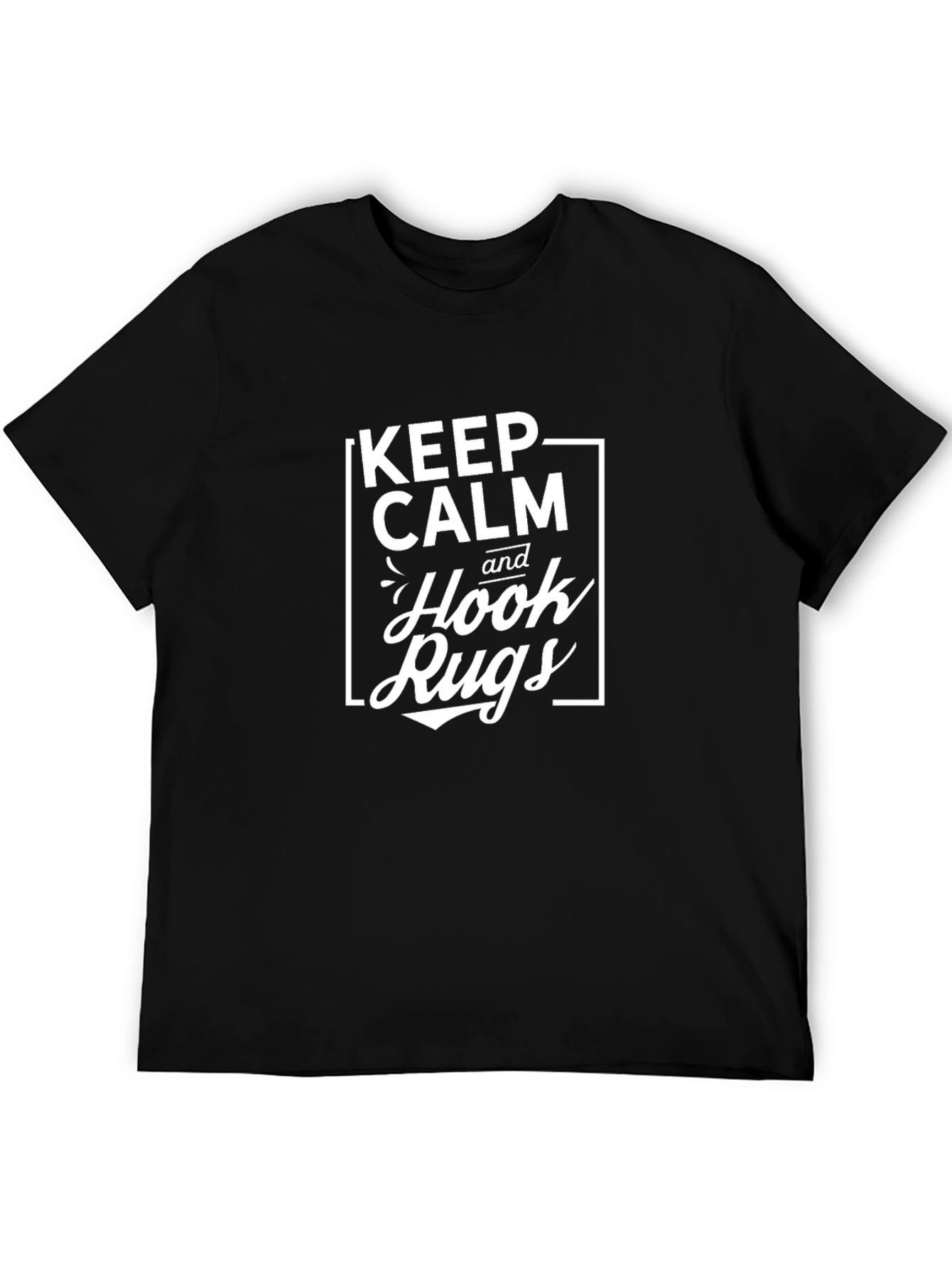 Keep Calm Hook Rugs Black T-Shirt