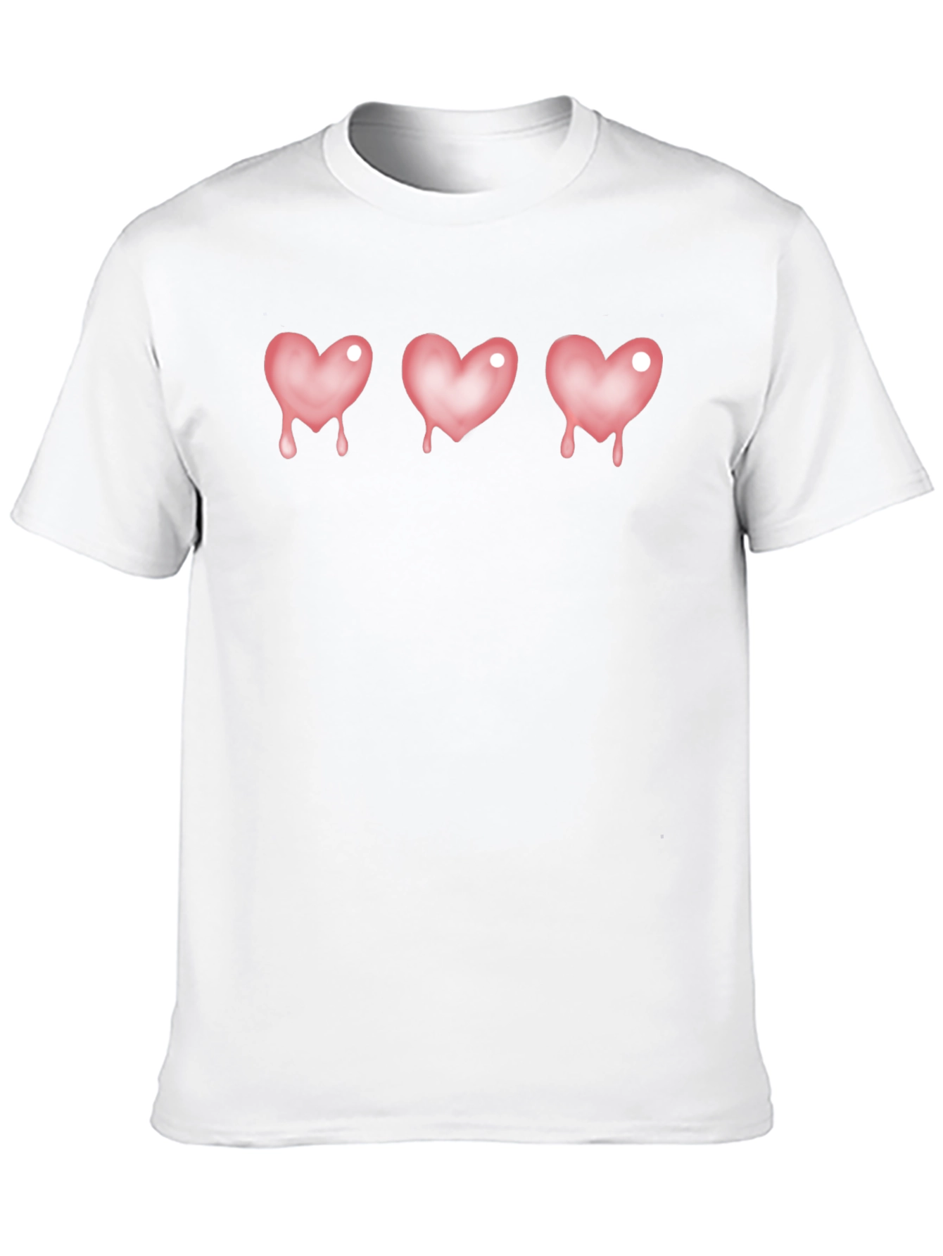 Pink Dripping Heart Graphic Black T-Shirt