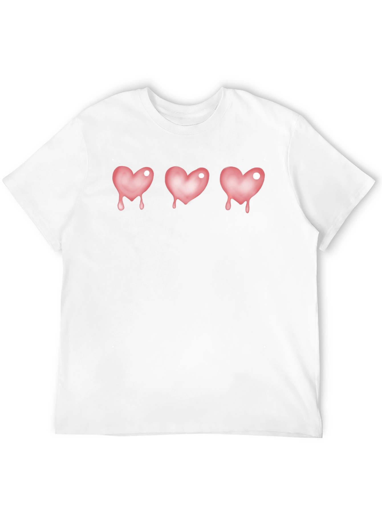 Pink Dripping Heart Graphic Black T-Shirt