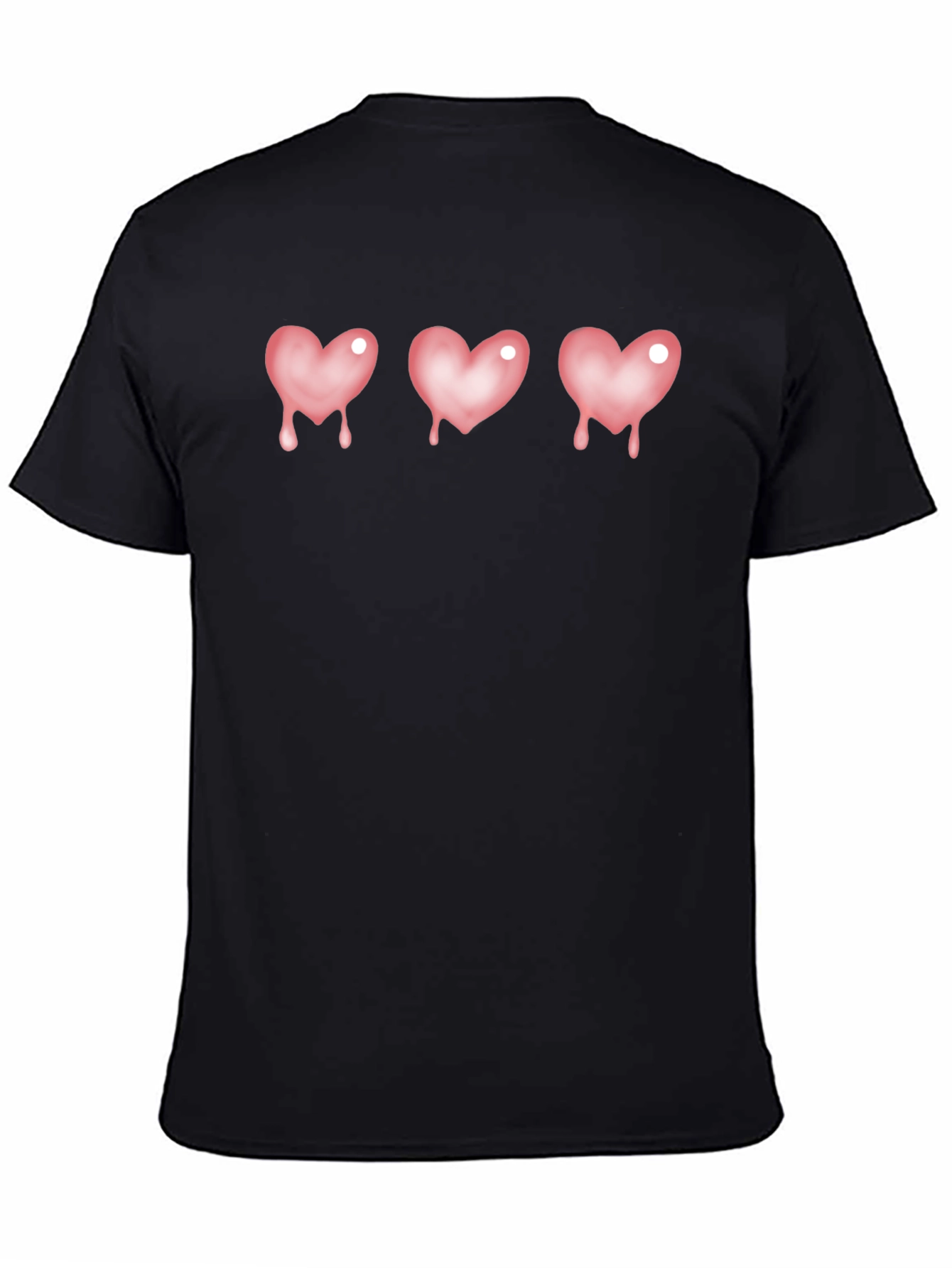 Pink Dripping Heart Graphic Black T-Shirt