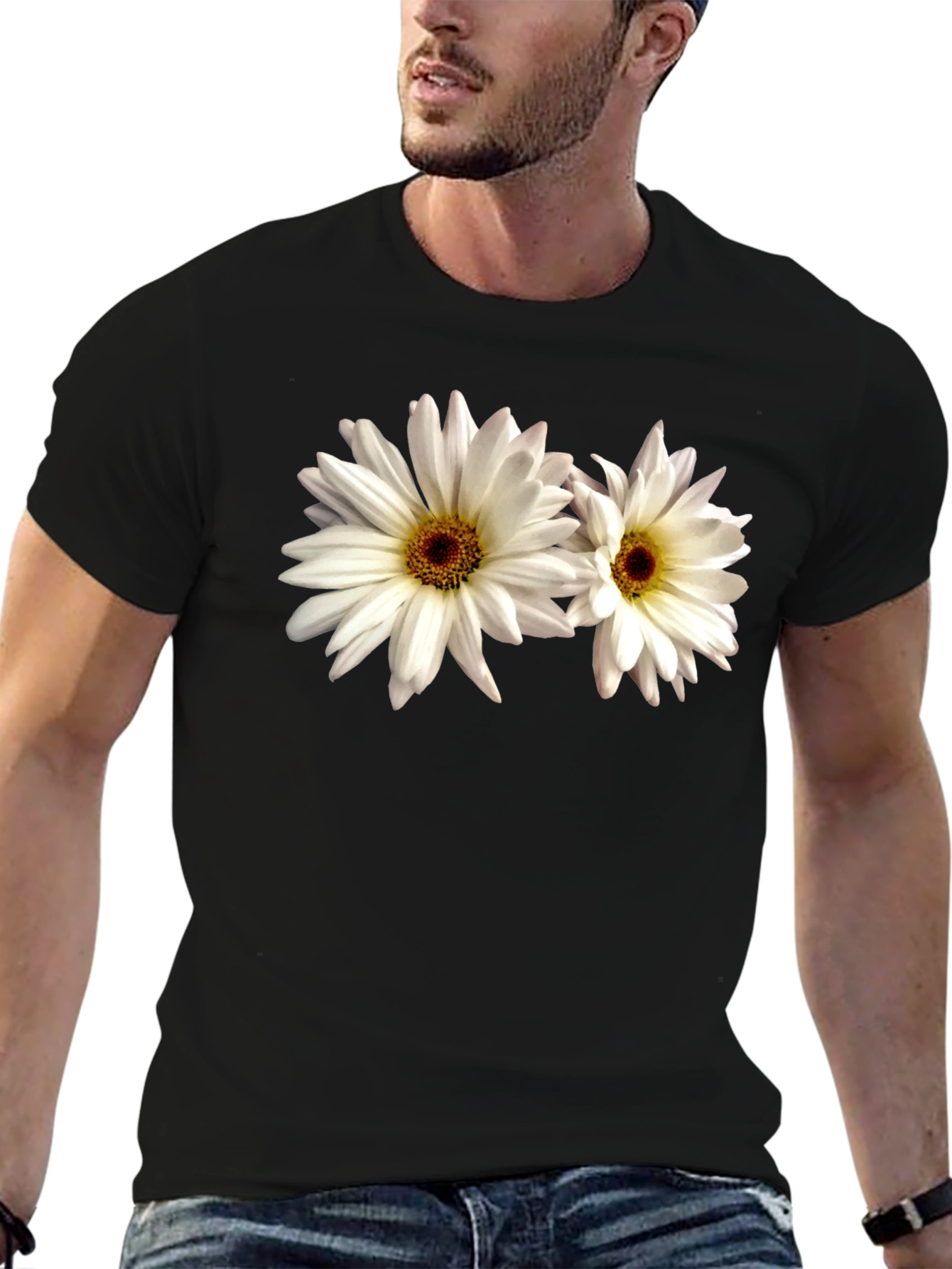 Daisy Flower Graphic Tee - Black