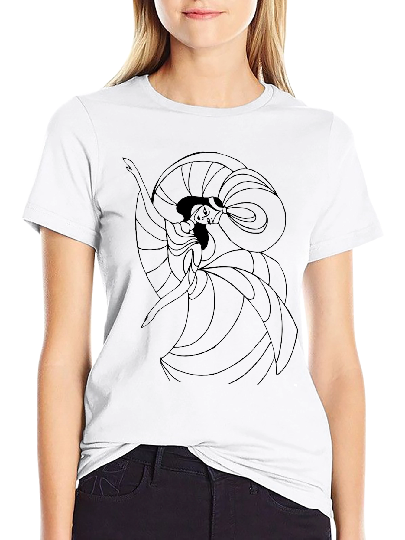 Black Graphic Tee - Dancing Woman Design
