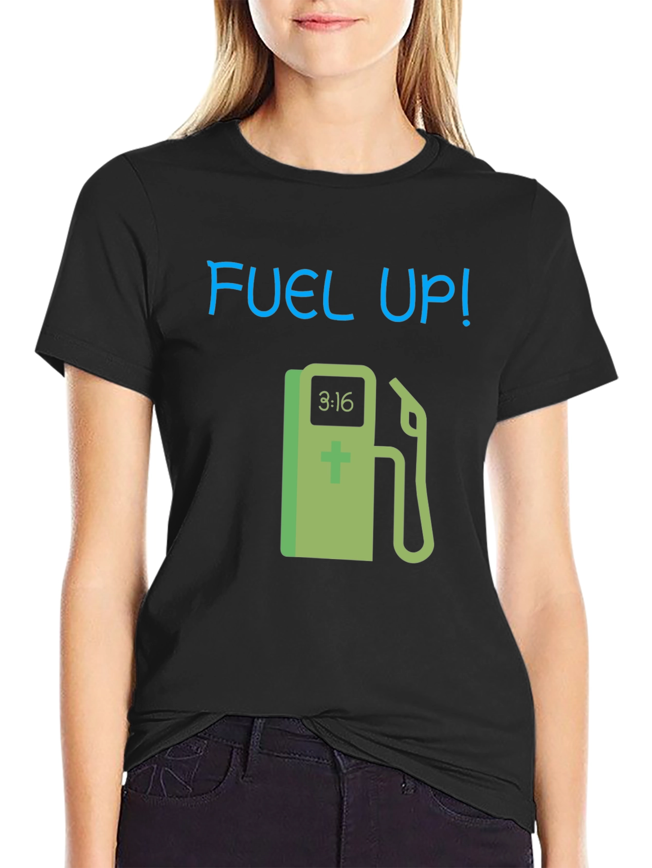 Fuel Up! Graphic Tee - Black Cotton T-Shirt