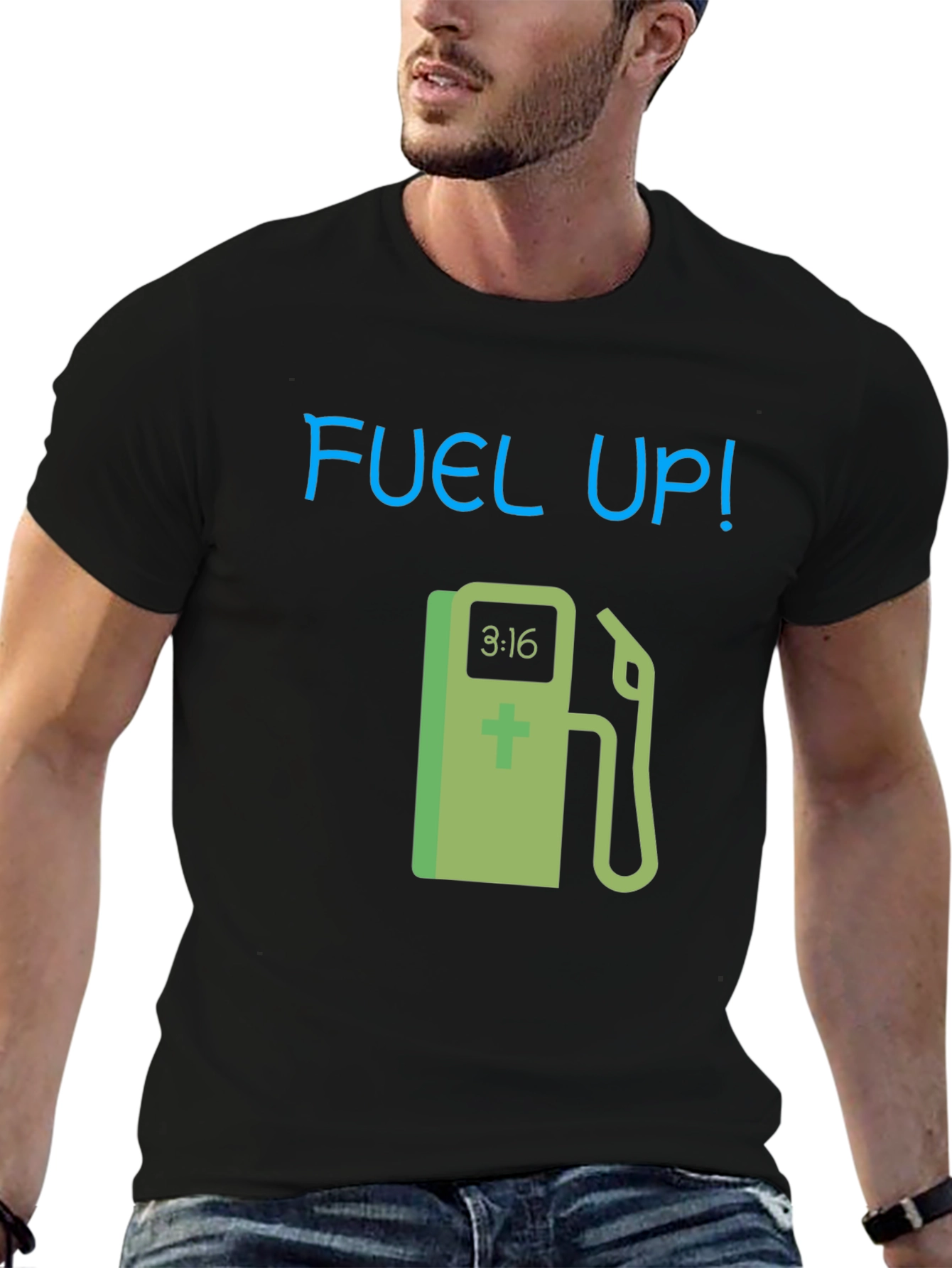 Fuel Up! Graphic Tee - Black Cotton T-Shirt