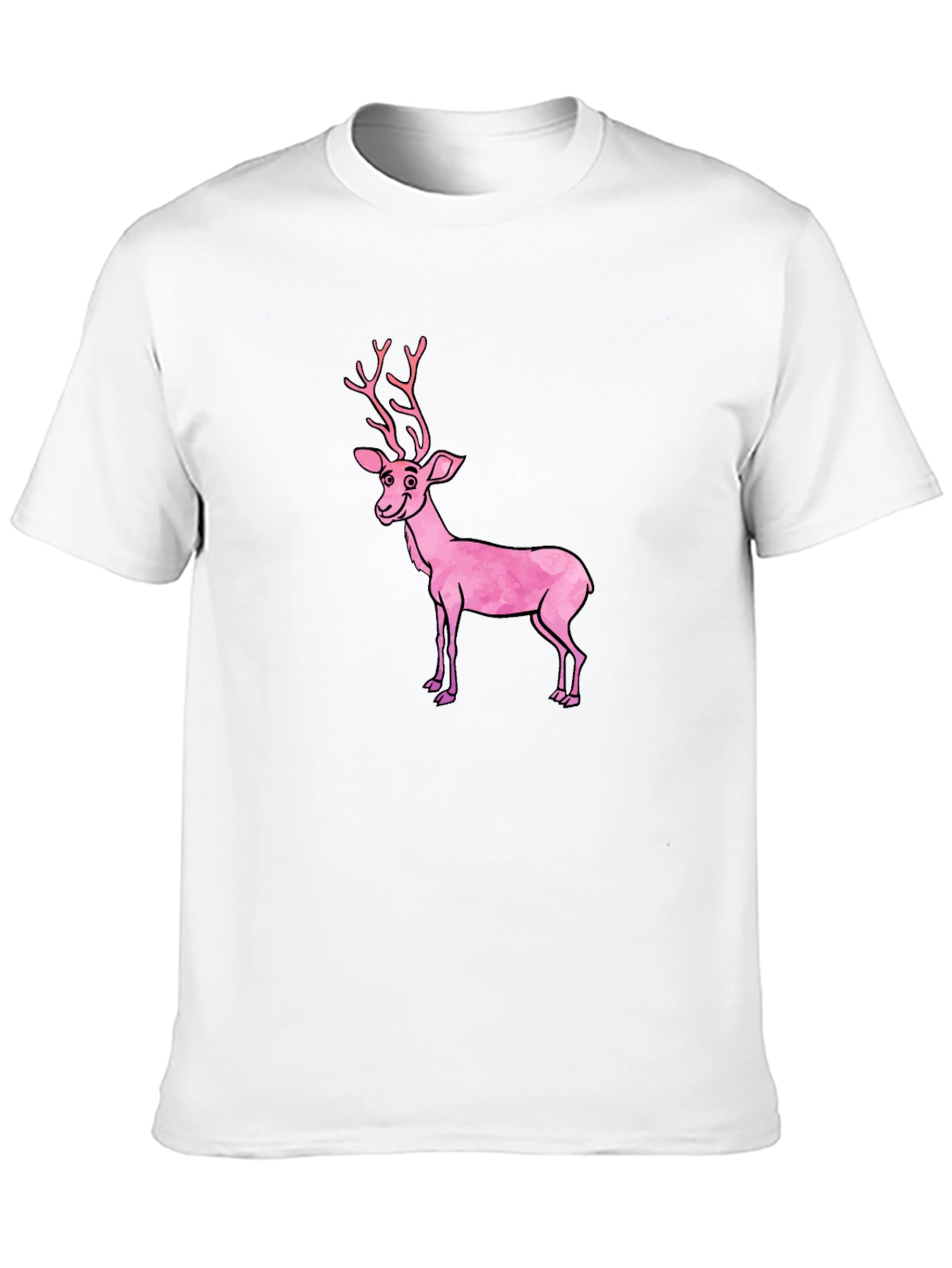Black T-Shirt with Pink Deer Graphic