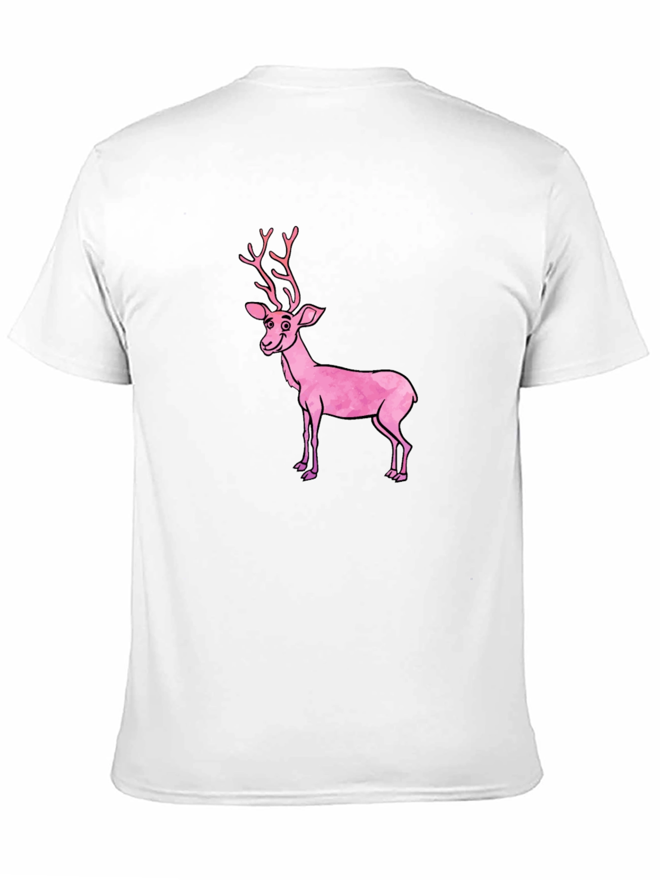 Black T-Shirt with Pink Deer Graphic