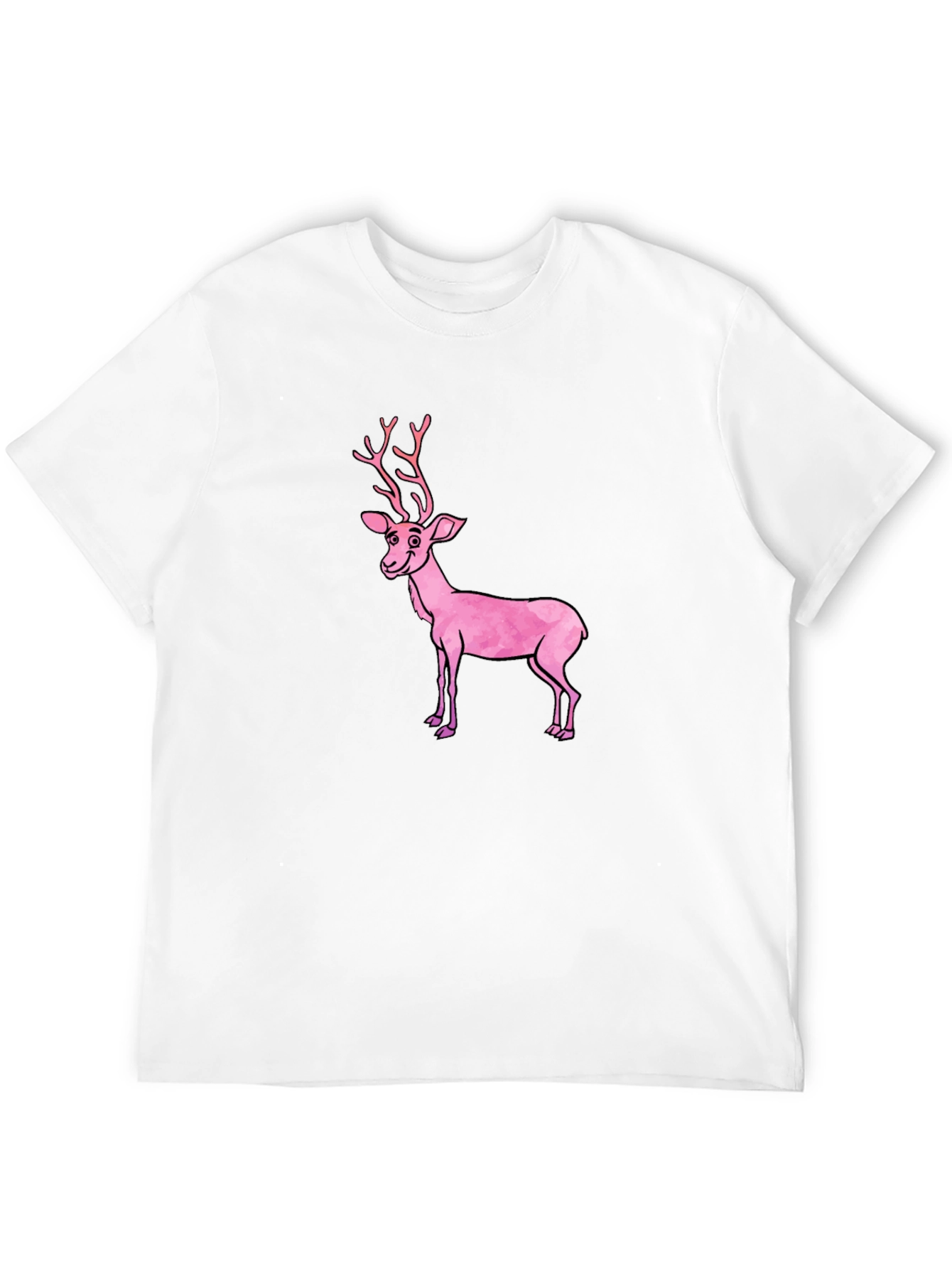 Black T-Shirt with Pink Deer Graphic