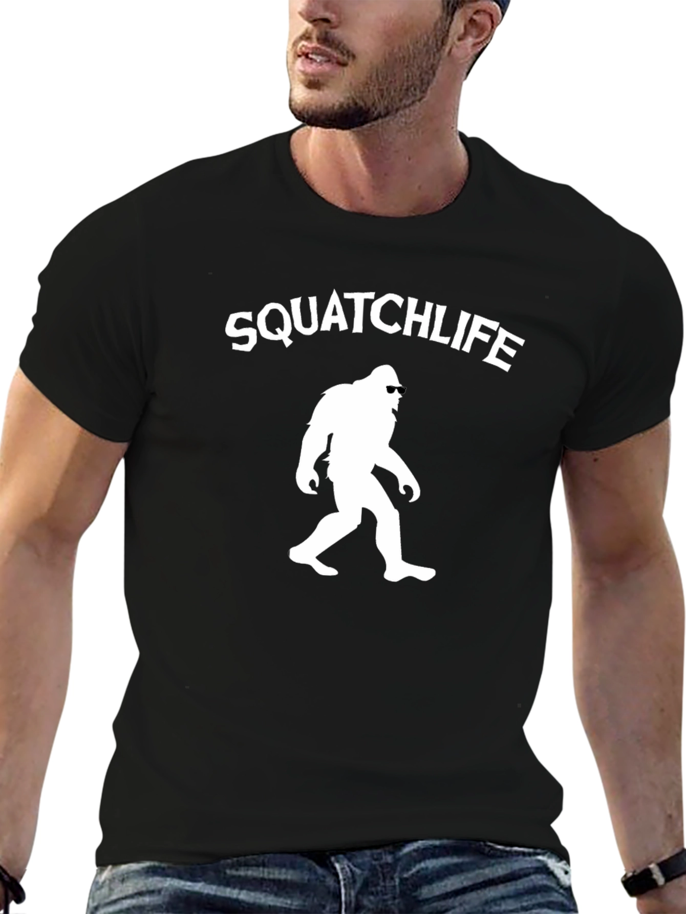 Squatchlife Graphic Tee - Black Cotton Bigfoot T-Shirt